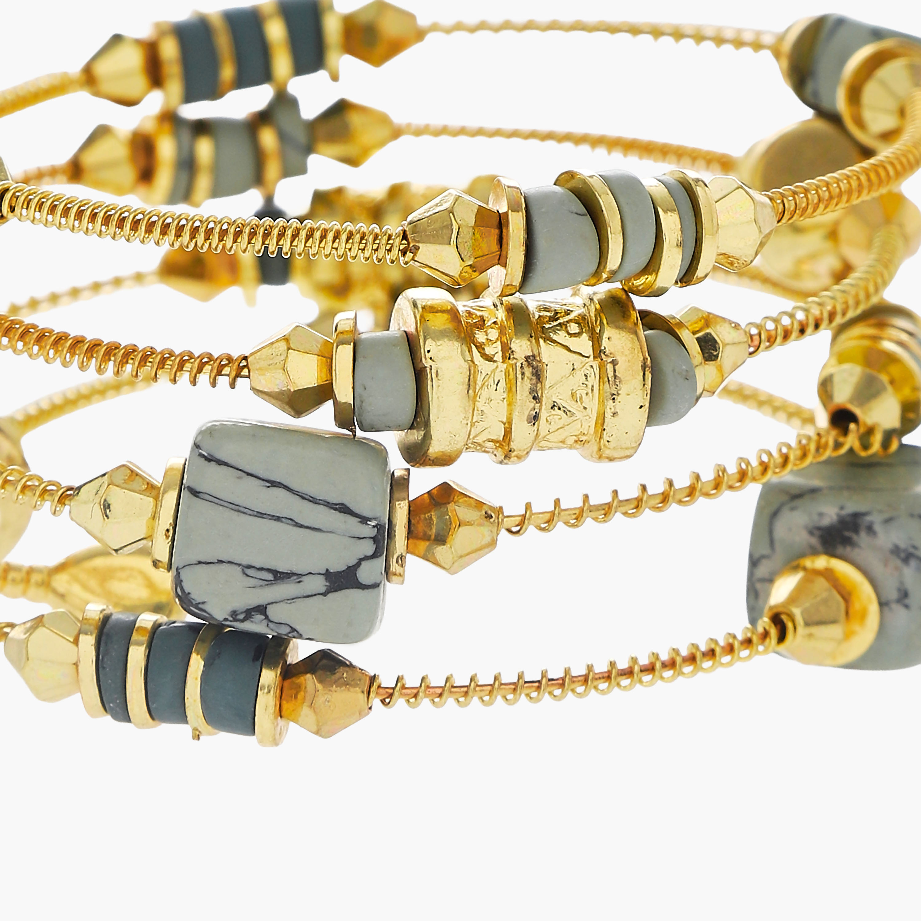 Metallic Beaded Coil Bracelet-women-watchesandjewellery-jewellery-banglesandbracelets-image-3