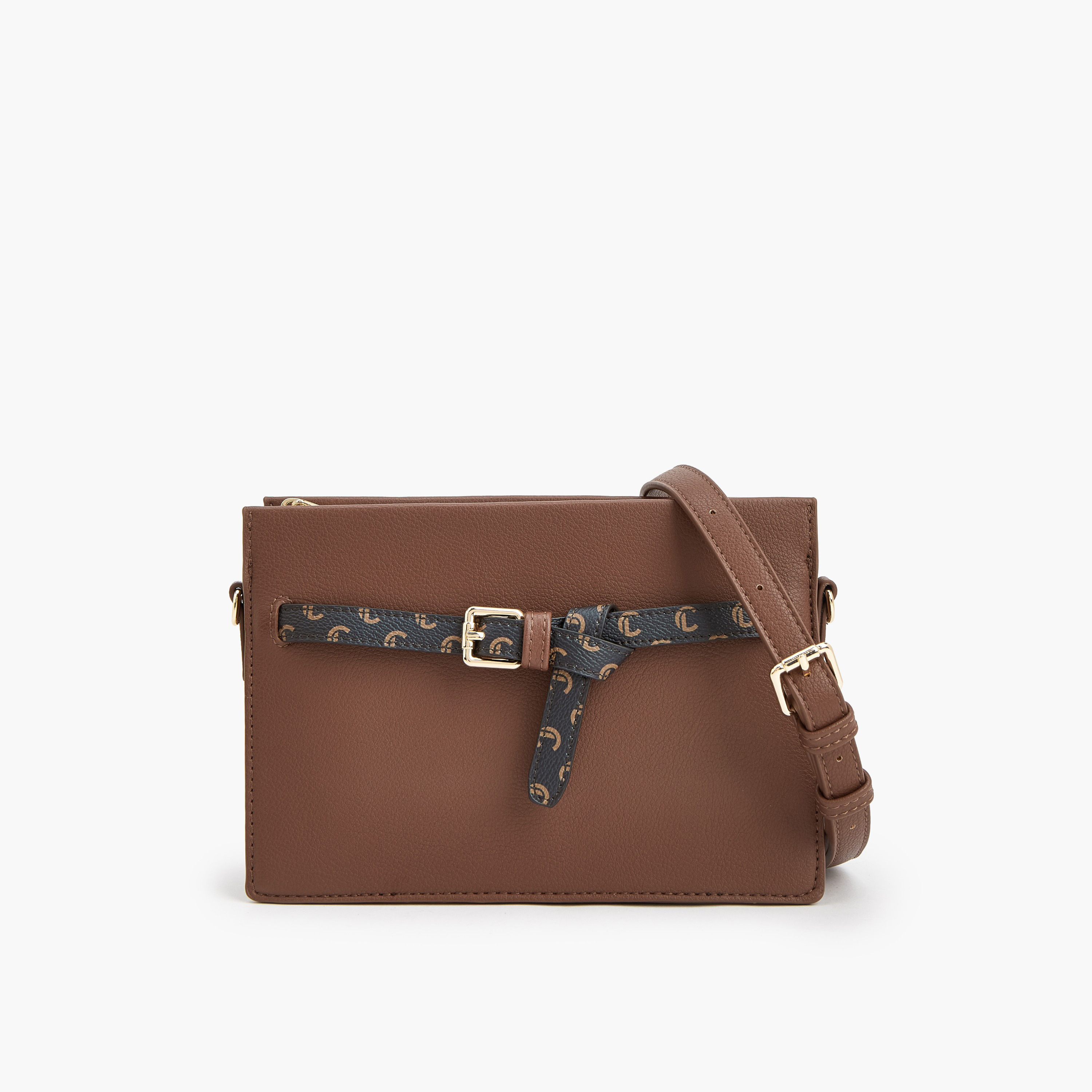شنطة كروس بودي بارزة الملمس مع حزام قابل للتعديل من لو كونفورت-women-bagsandwallets-handbags-image-1