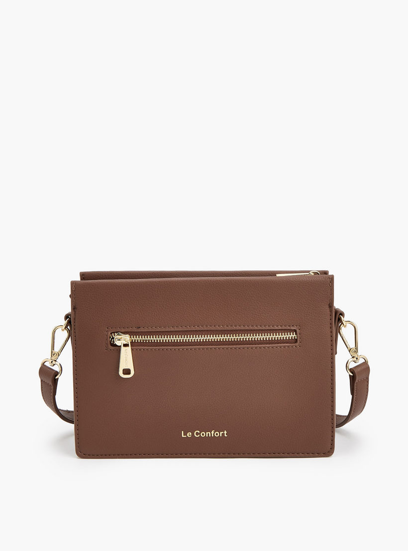 شنطة كروس بودي بارزة الملمس مع حزام قابل للتعديل من لو كونفورت-women-bagsandwallets-handbags-image-6