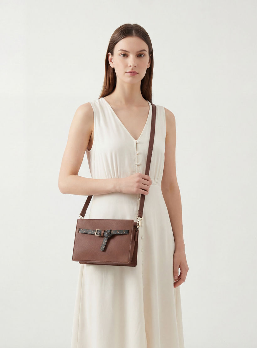 شنطة كروس بودي بارزة الملمس مع حزام قابل للتعديل من لو كونفورت-women-bagsandwallets-handbags-image-2