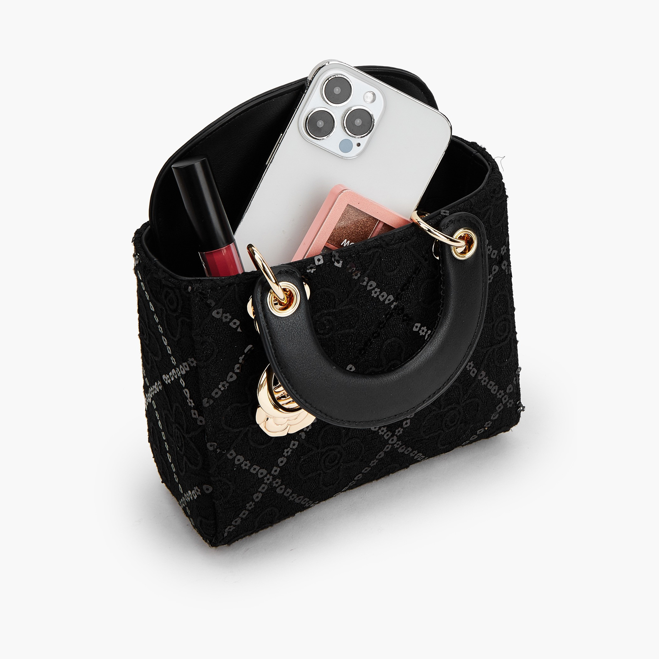 Le Confort Floral Lace Tote Bag with Charm Detail-women-bagsandwallets-handbags-image-8