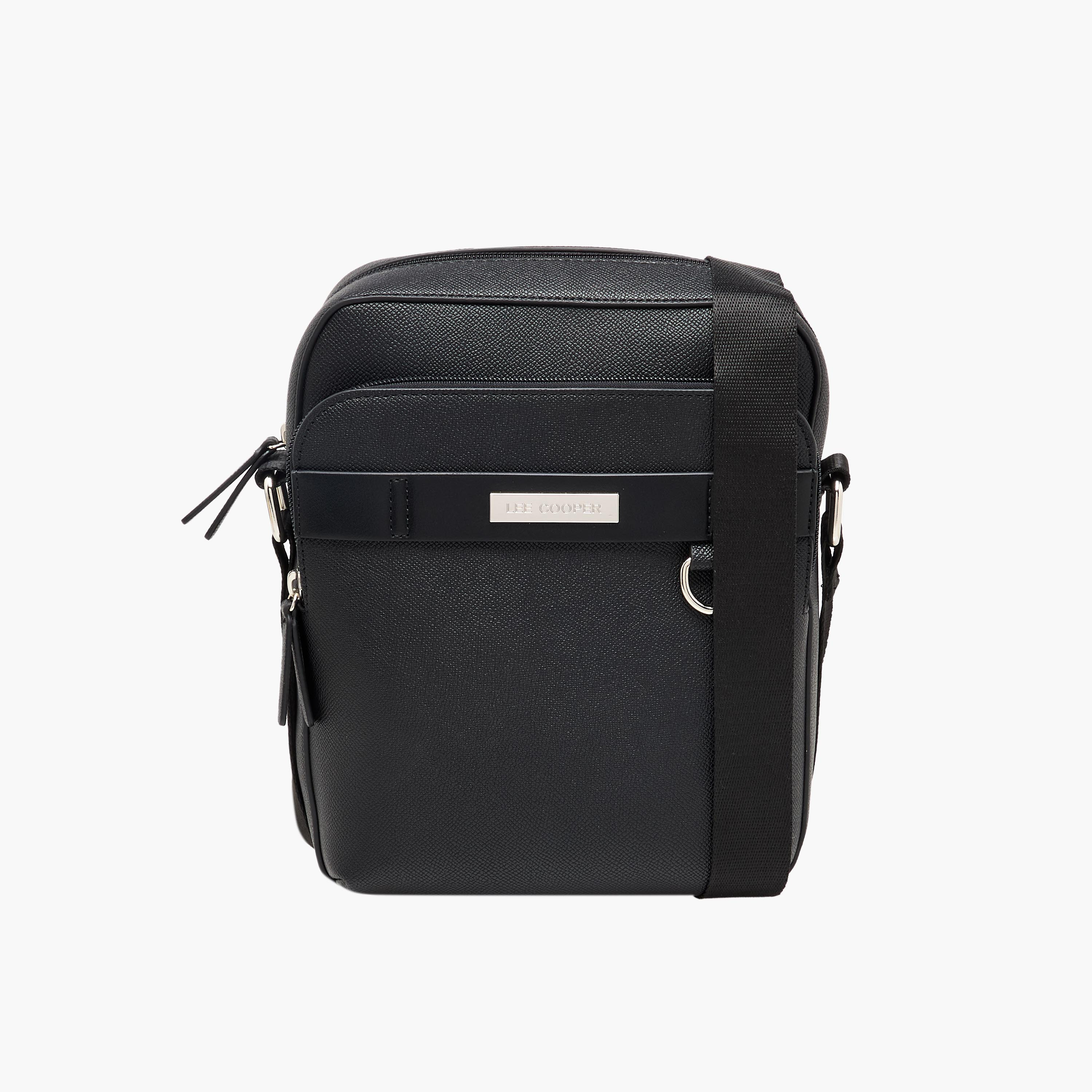 Lee Cooper Solid Crossbody Bag with Adjustable Strap-men-bags-image-1