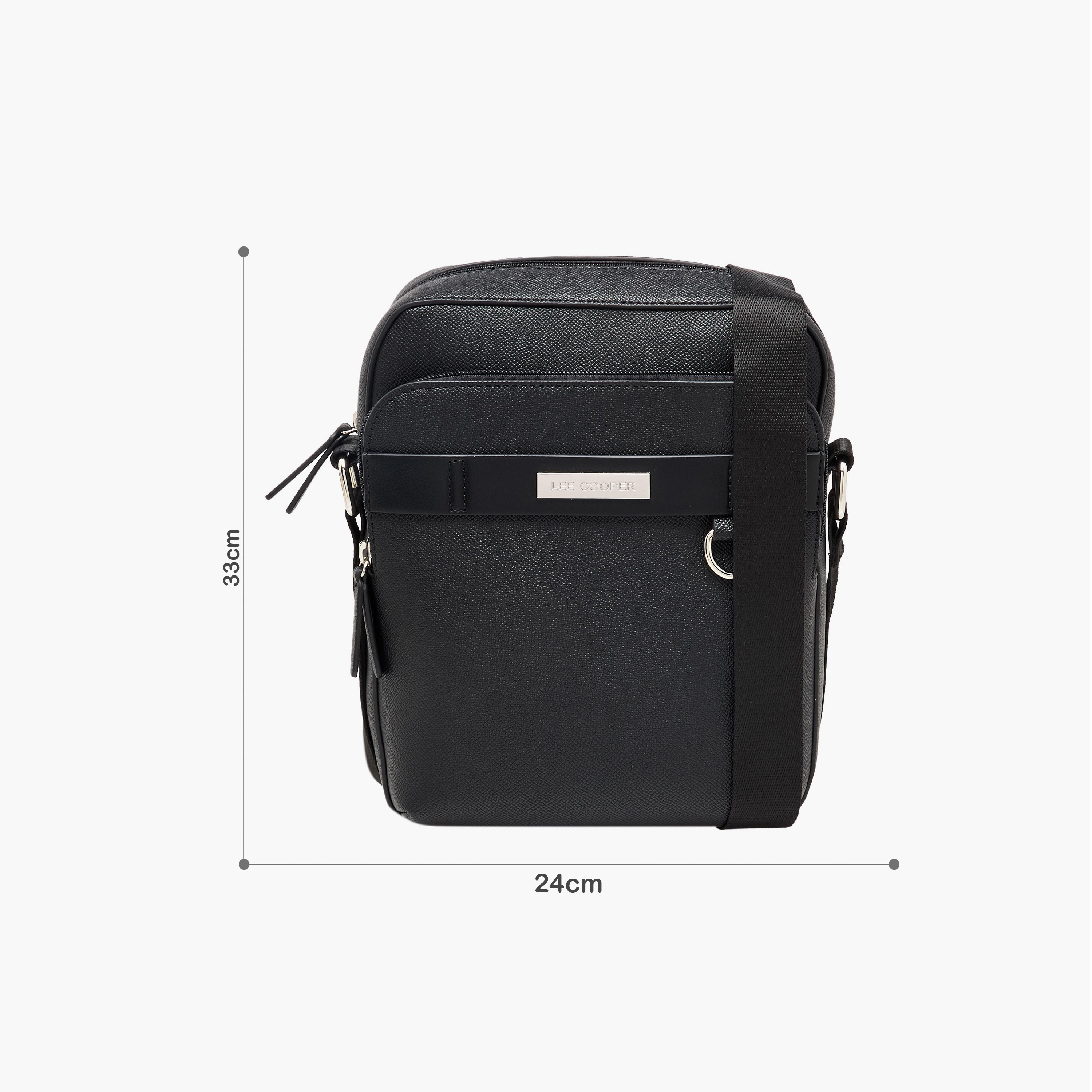 Lee Cooper Solid Crossbody Bag with Adjustable Strap-men-bags-image-2