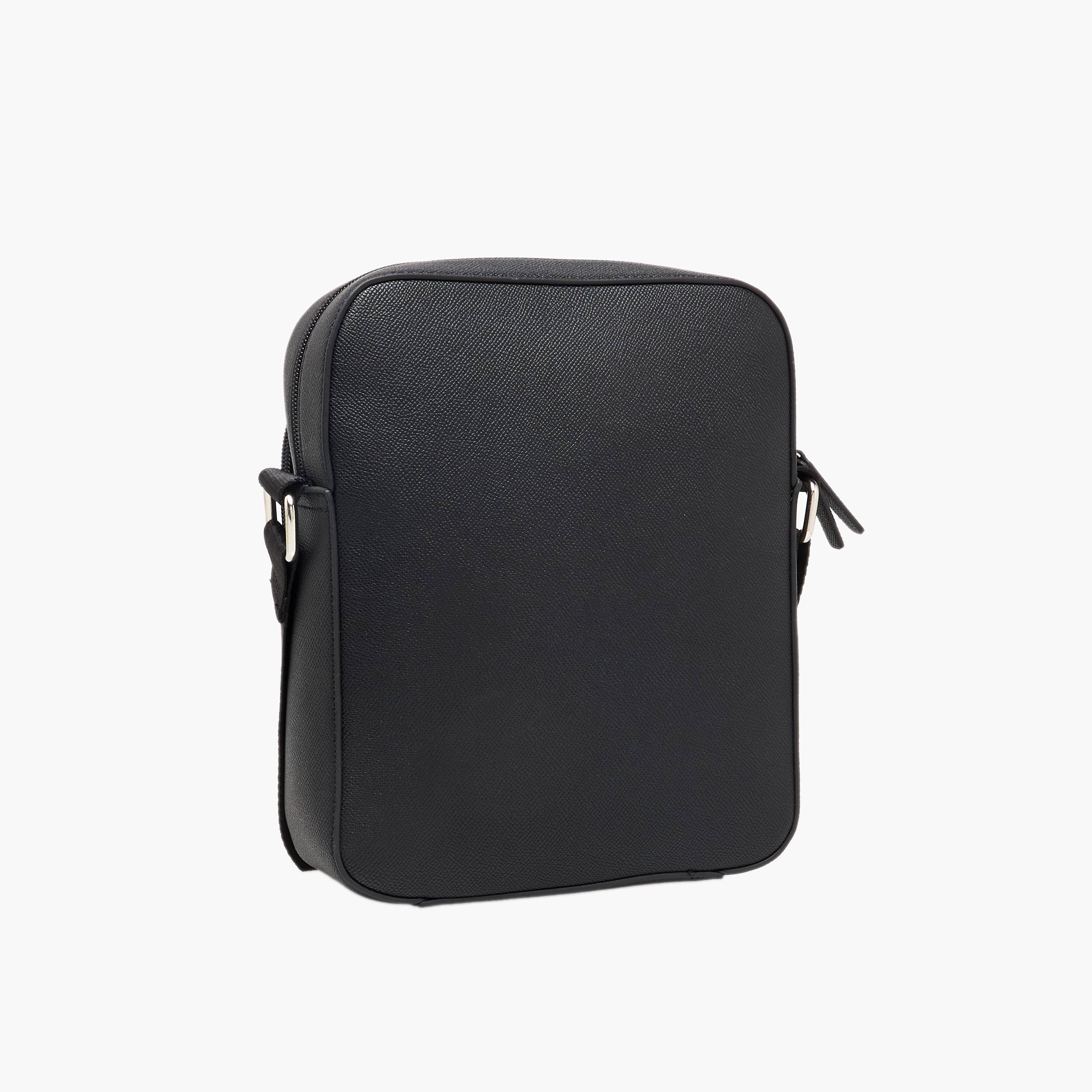 Lee Cooper Solid Crossbody Bag with Adjustable Strap-men-bags-image-6