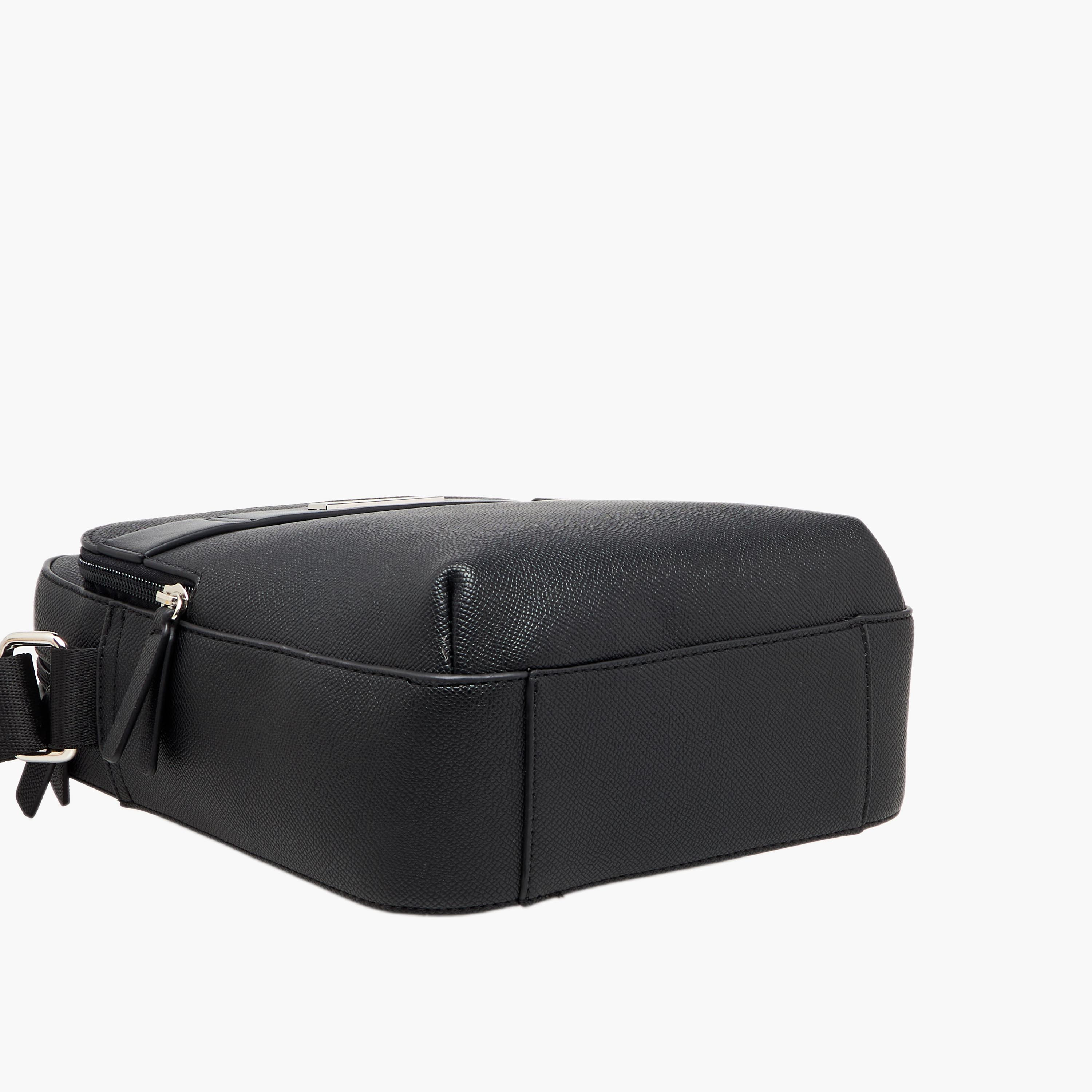 Lee Cooper Solid Crossbody Bag with Adjustable Strap-men-bags-image-7