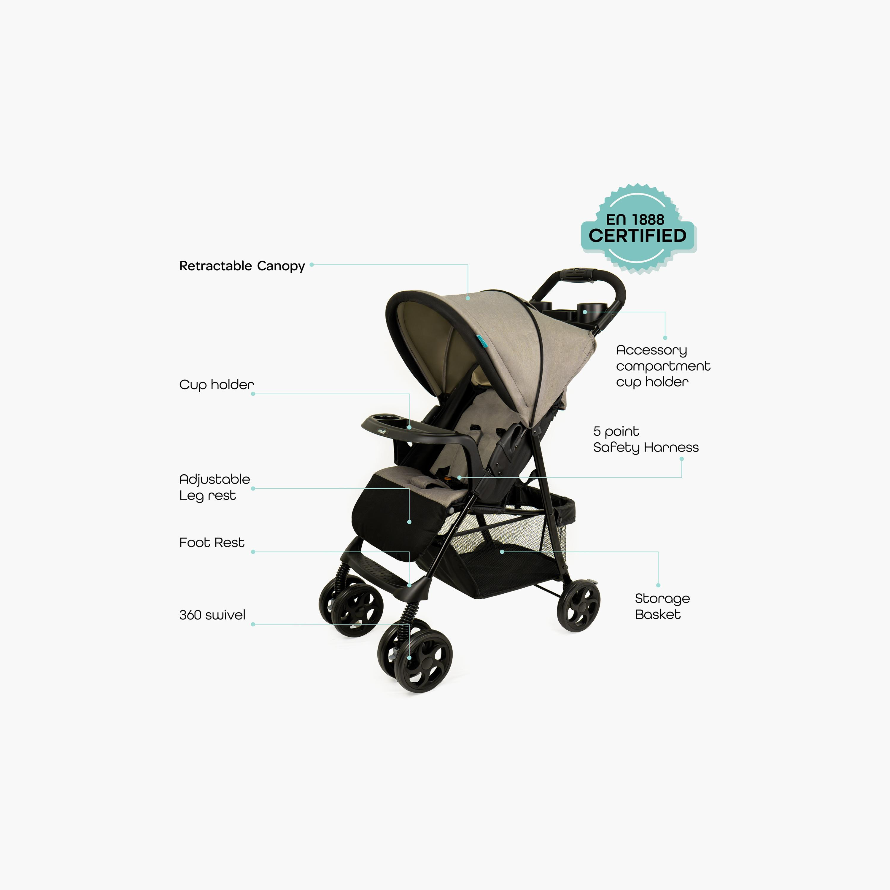 Moon Metro Urban Stroller with Sun Canopy and 5-Point Safety Harness-baby-gear-strollersandprams-strollers-image-2