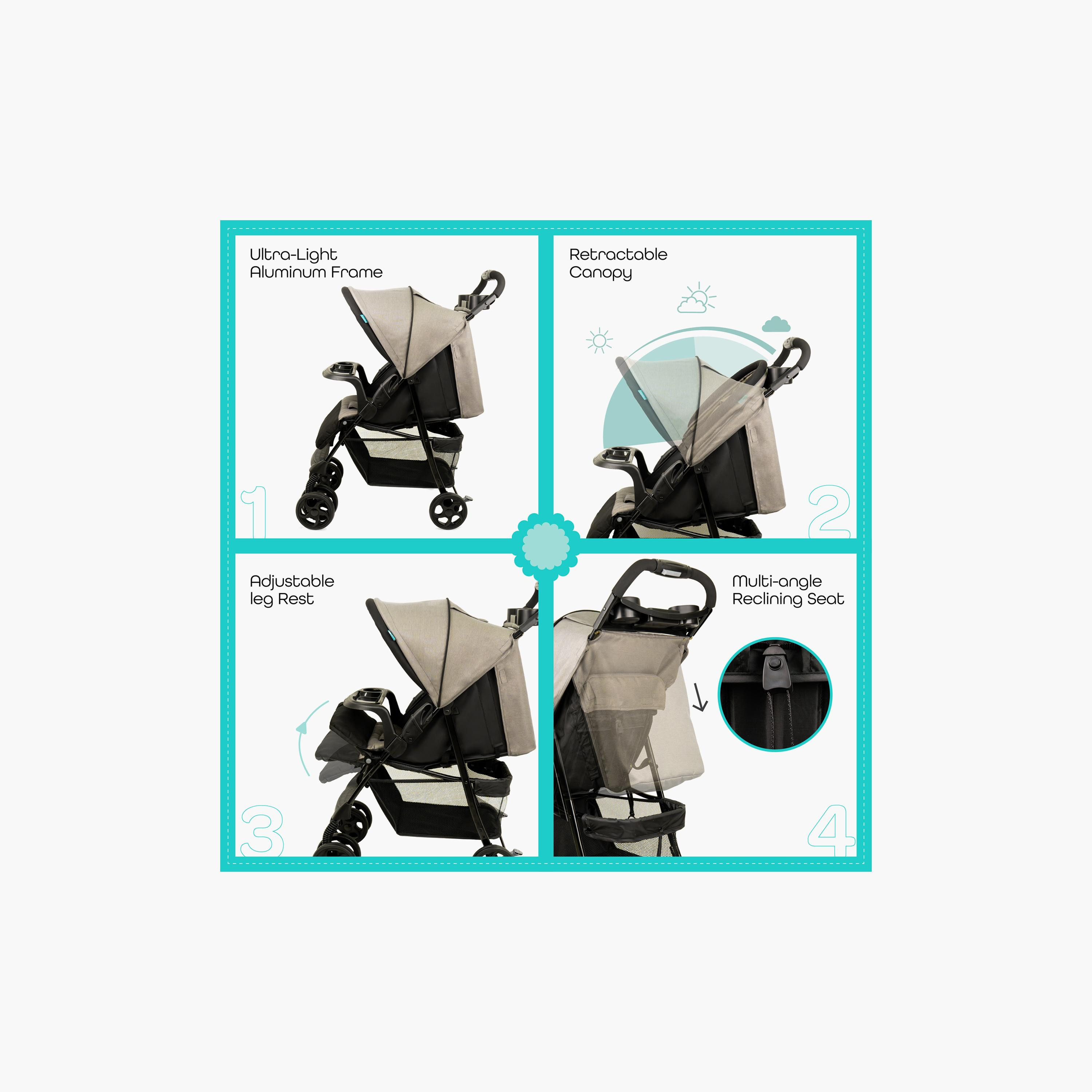 Moon Metro Urban Stroller with Sun Canopy and 5-Point Safety Harness-baby-gear-strollersandprams-strollers-image-3