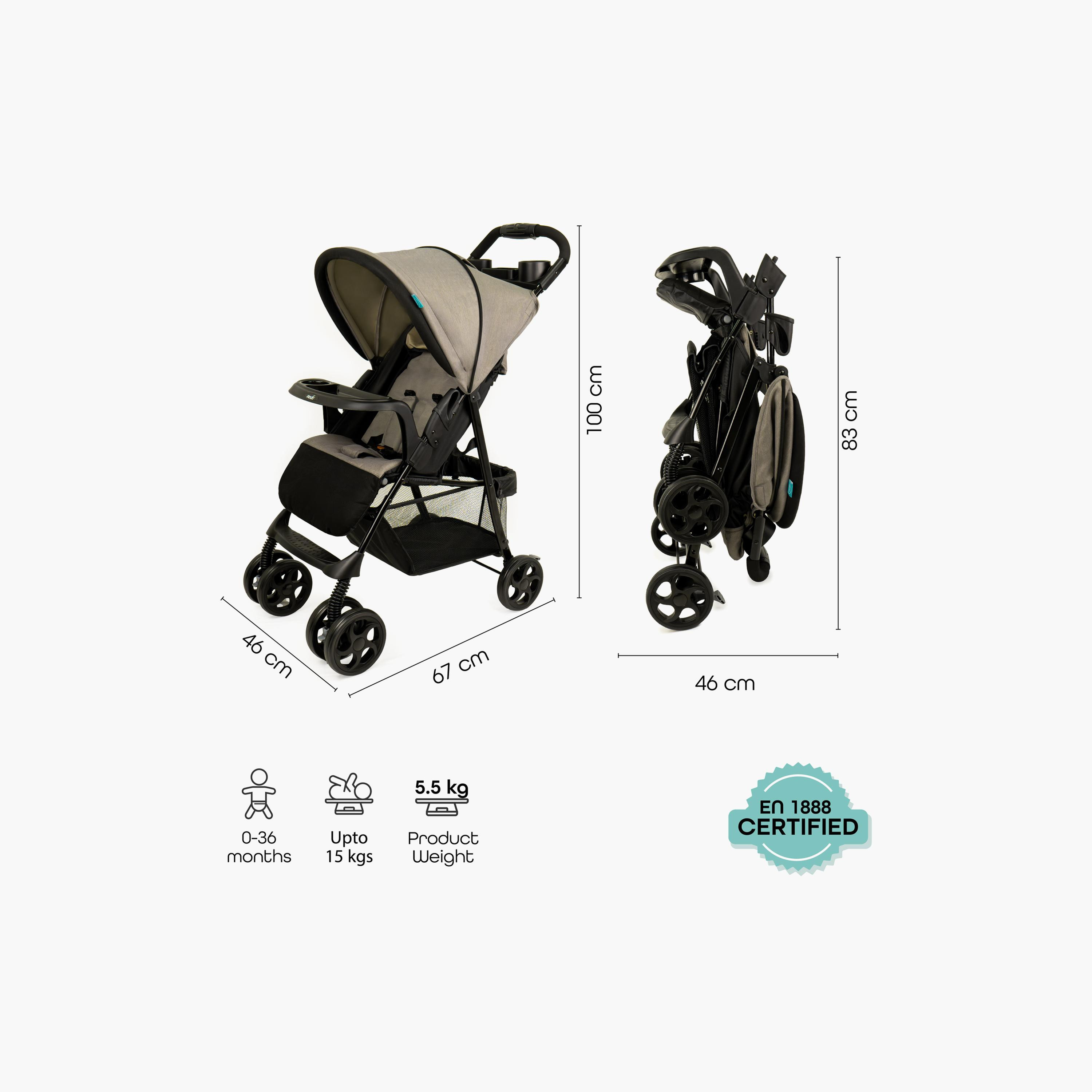 Moon Metro Urban Stroller with Sun Canopy and 5-Point Safety Harness-baby-gear-strollersandprams-strollers-image-7