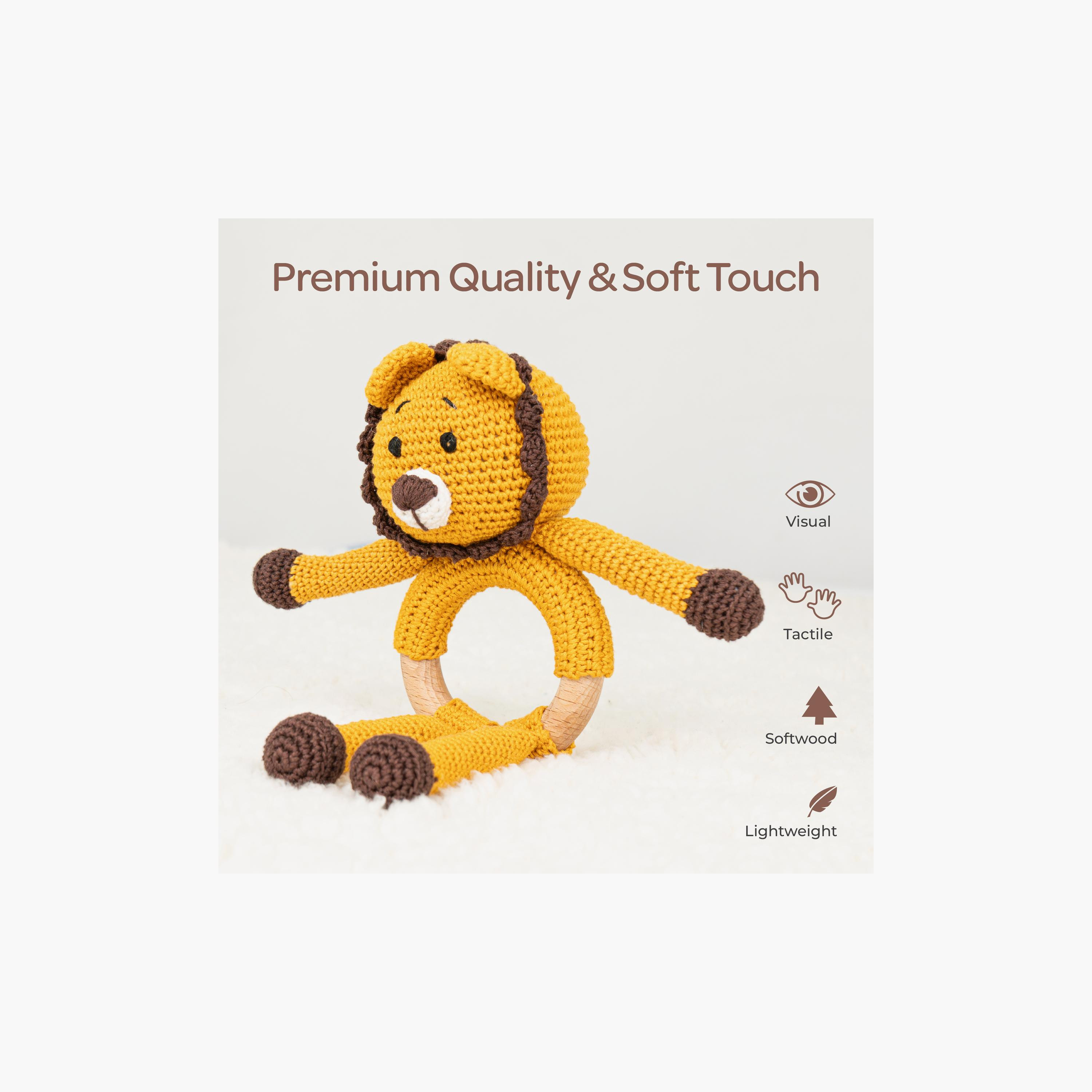 لعبة كروشيه يدوية الصنع مع حلقة للعناق من مون - 0 أشهر+ - نمر-toys-babyandtoddlertoys-rattlesandteethers-image-2