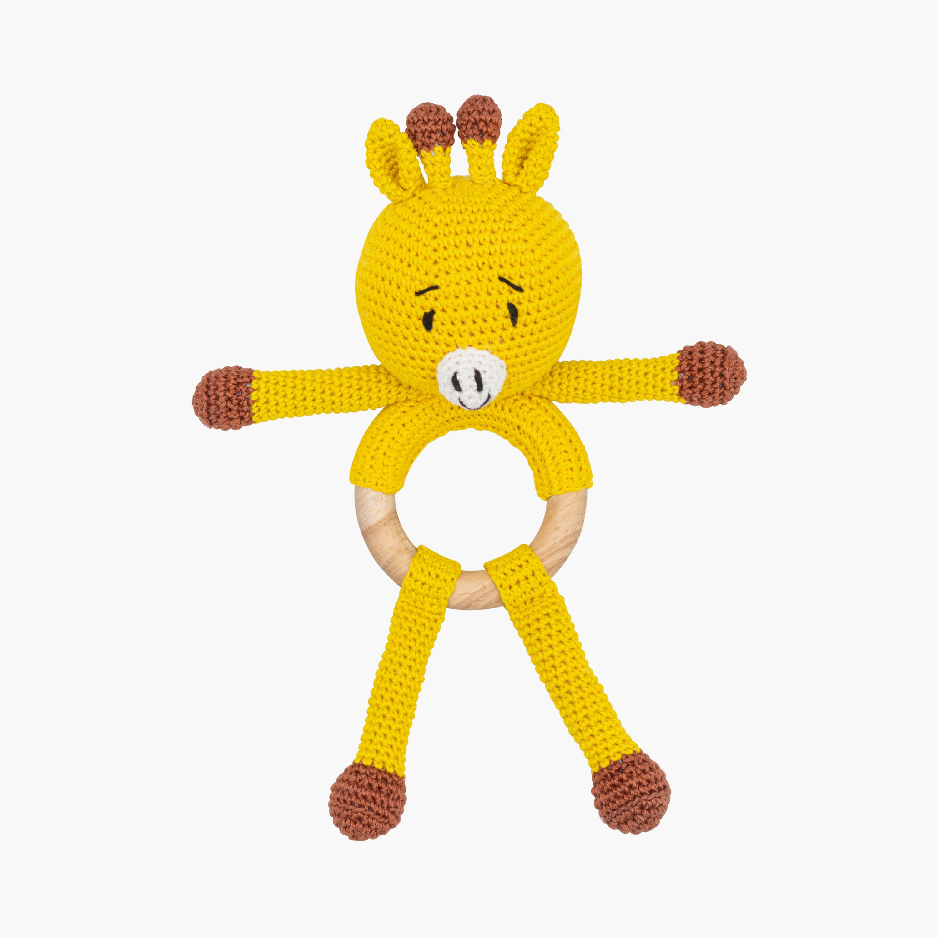 لعبة كروشيه يدوية الصنع مع حلقة للعناق من مون - 0 أشهر+ - زرافة-toys-babyandtoddlertoys-rattlesandteethers-image-1
