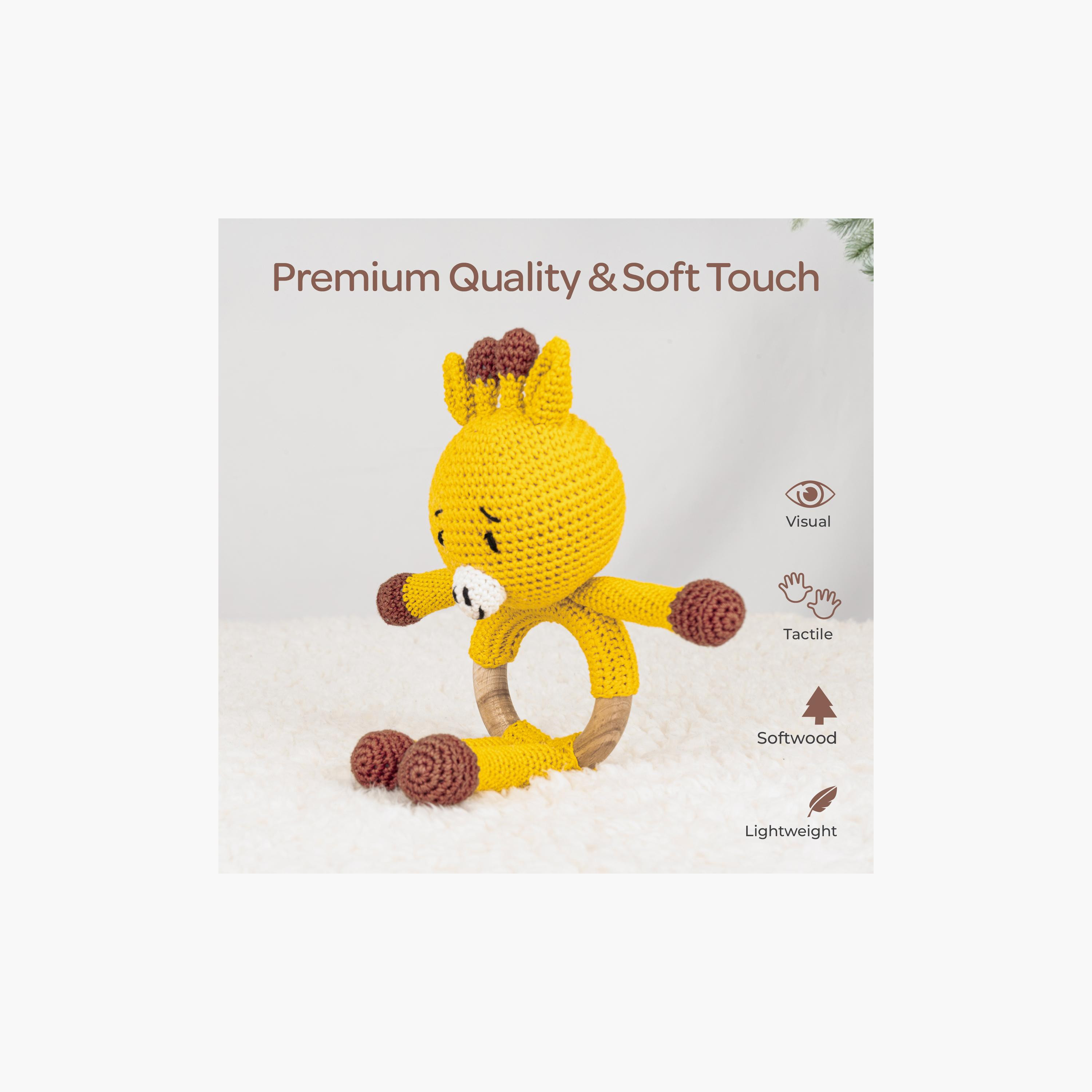 لعبة كروشيه يدوية الصنع مع حلقة للعناق من مون - 0 أشهر+ - زرافة-toys-babyandtoddlertoys-rattlesandteethers-image-2