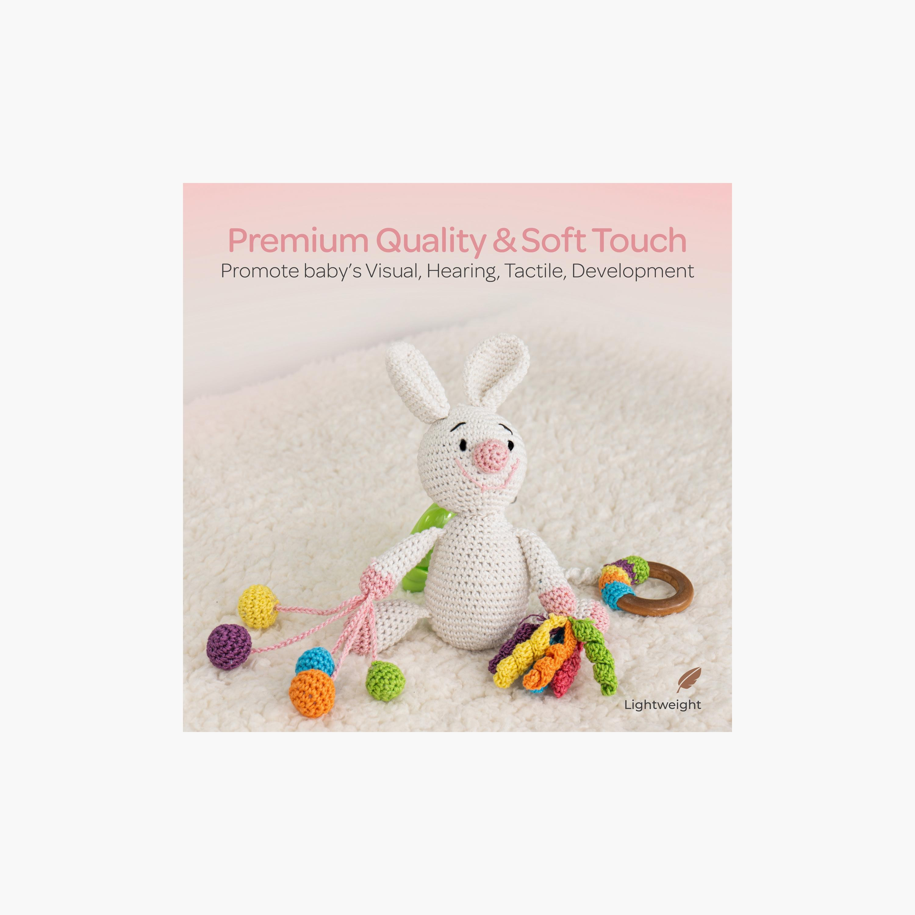 Moon Handcrafted Crochet Toy with Ring & Clip Hanger - 0 Months+ - Bunny-toys-babyandtoddlertoys-rattlesandteethers-image-2