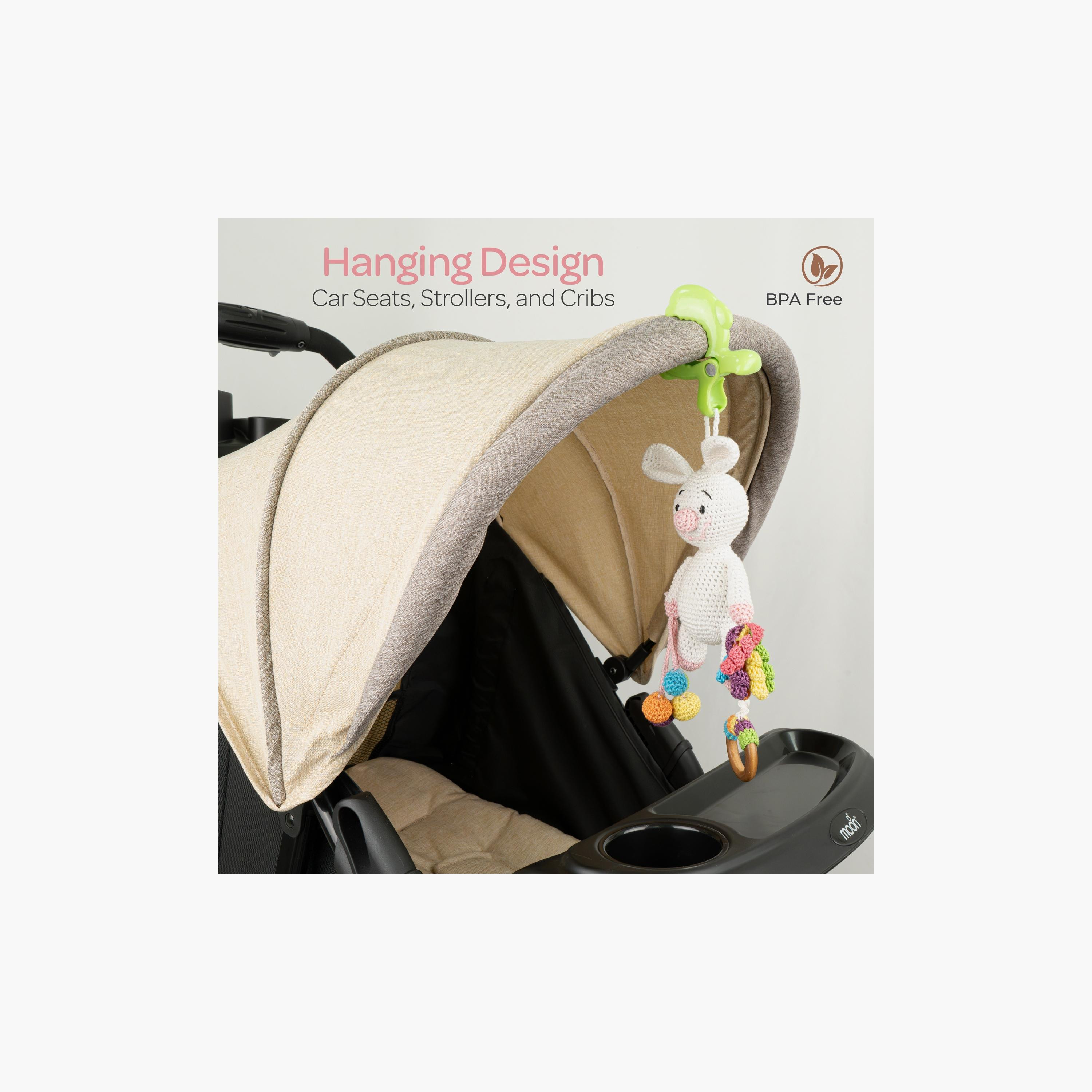 Moon Handcrafted Crochet Toy with Ring & Clip Hanger - 0 Months+ - Bunny-toys-babyandtoddlertoys-rattlesandteethers-image-5