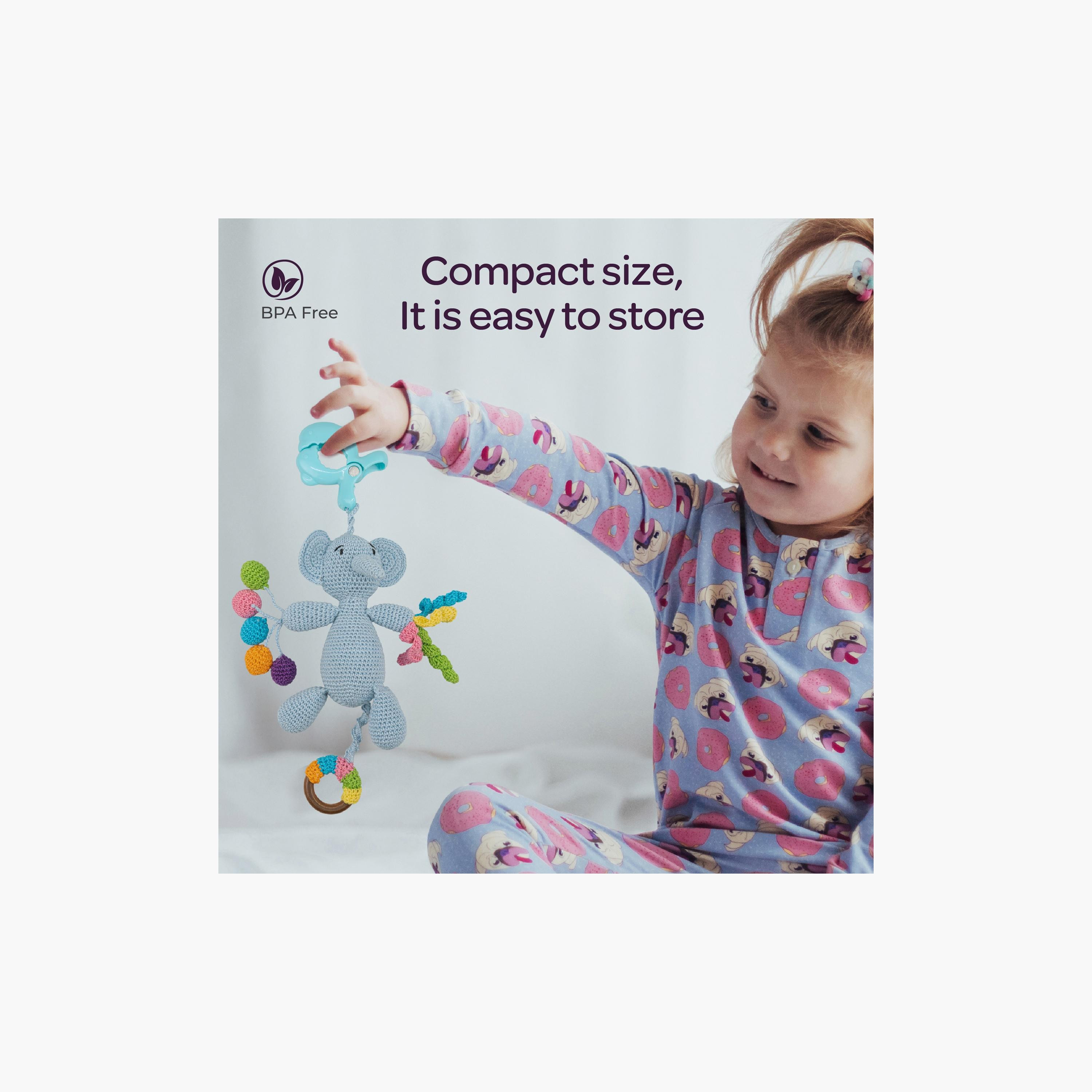 لعبة كروشيه يدوية الصنع مع حلقة وشماعة بمشبك من مون - 0 أشهر+ - فيل-toys-babyandtoddlertoys-rattlesandteethers-image-6