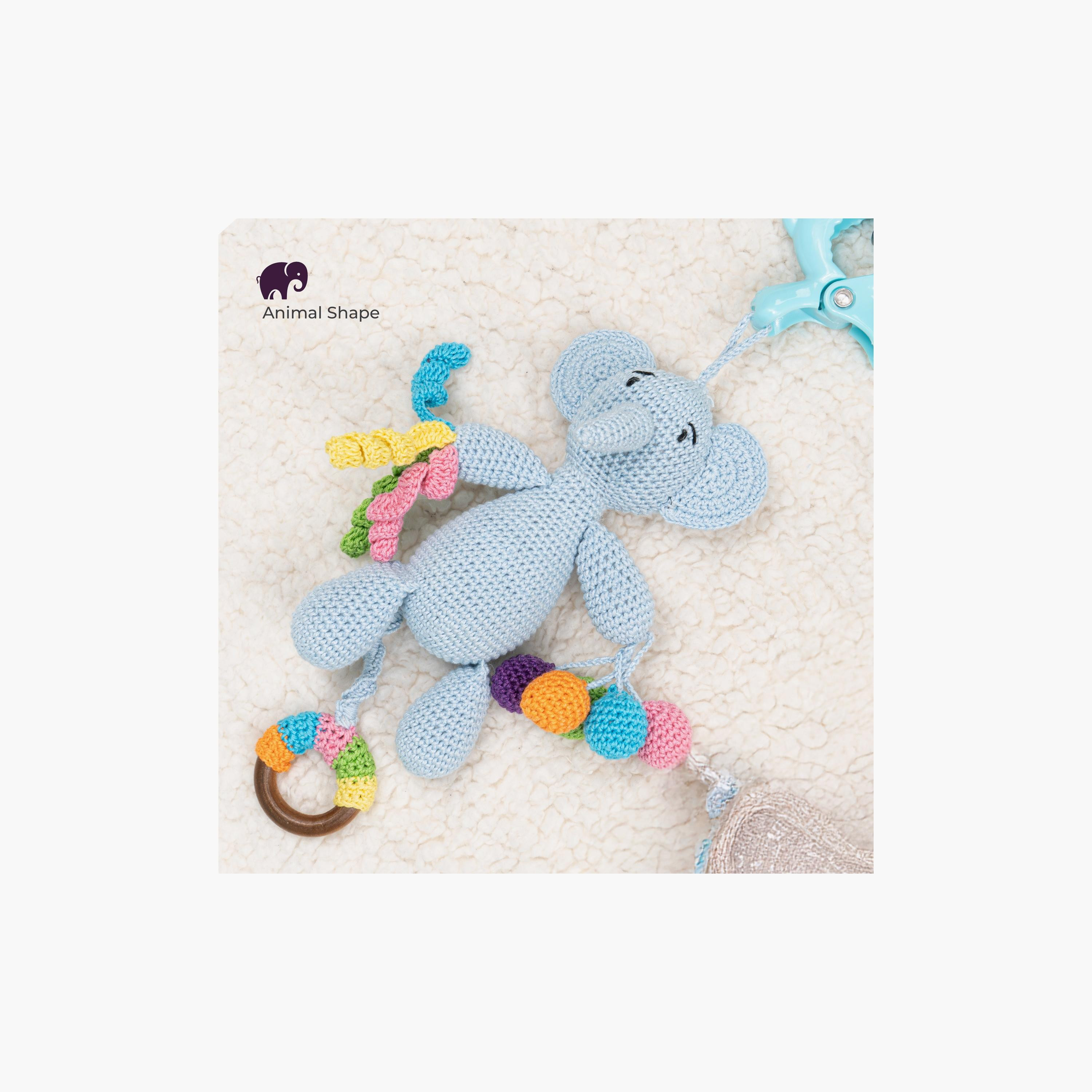 لعبة كروشيه يدوية الصنع مع حلقة وشماعة بمشبك من مون - 0 أشهر+ - فيل-toys-babyandtoddlertoys-rattlesandteethers-image-8