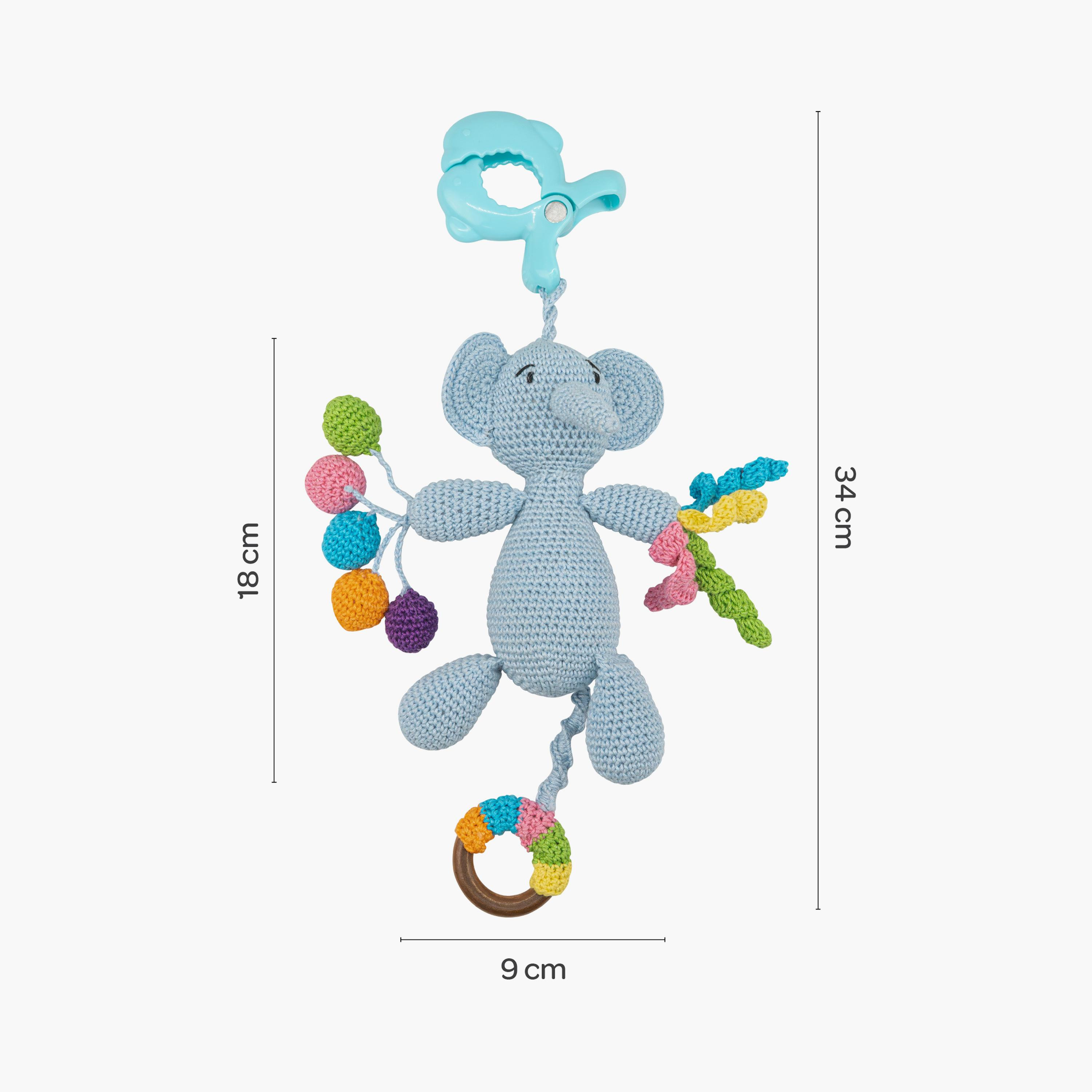 لعبة كروشيه يدوية الصنع مع حلقة وشماعة بمشبك من مون - 0 أشهر+ - فيل-toys-babyandtoddlertoys-rattlesandteethers-image-9