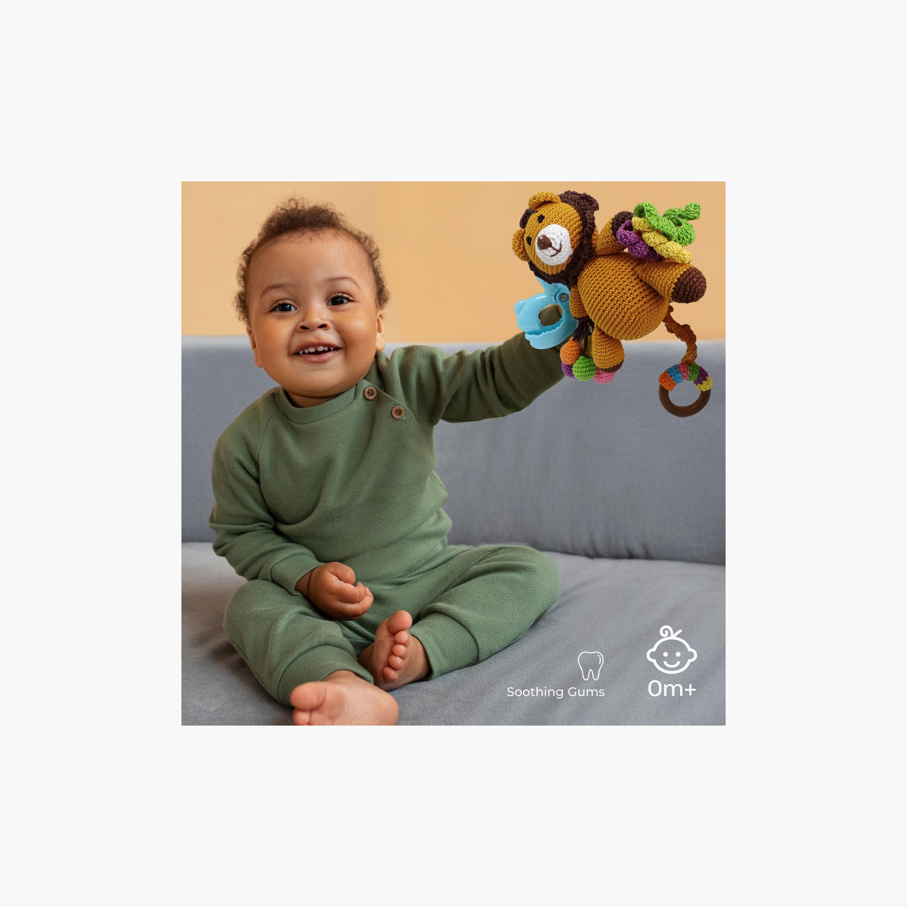 Moon Handcrafted Crochet Toy with Ring & Clip Hanger - 0 Months+ - Tiger-toys-babyandtoddlertoys-rattlesandteethers-image-3