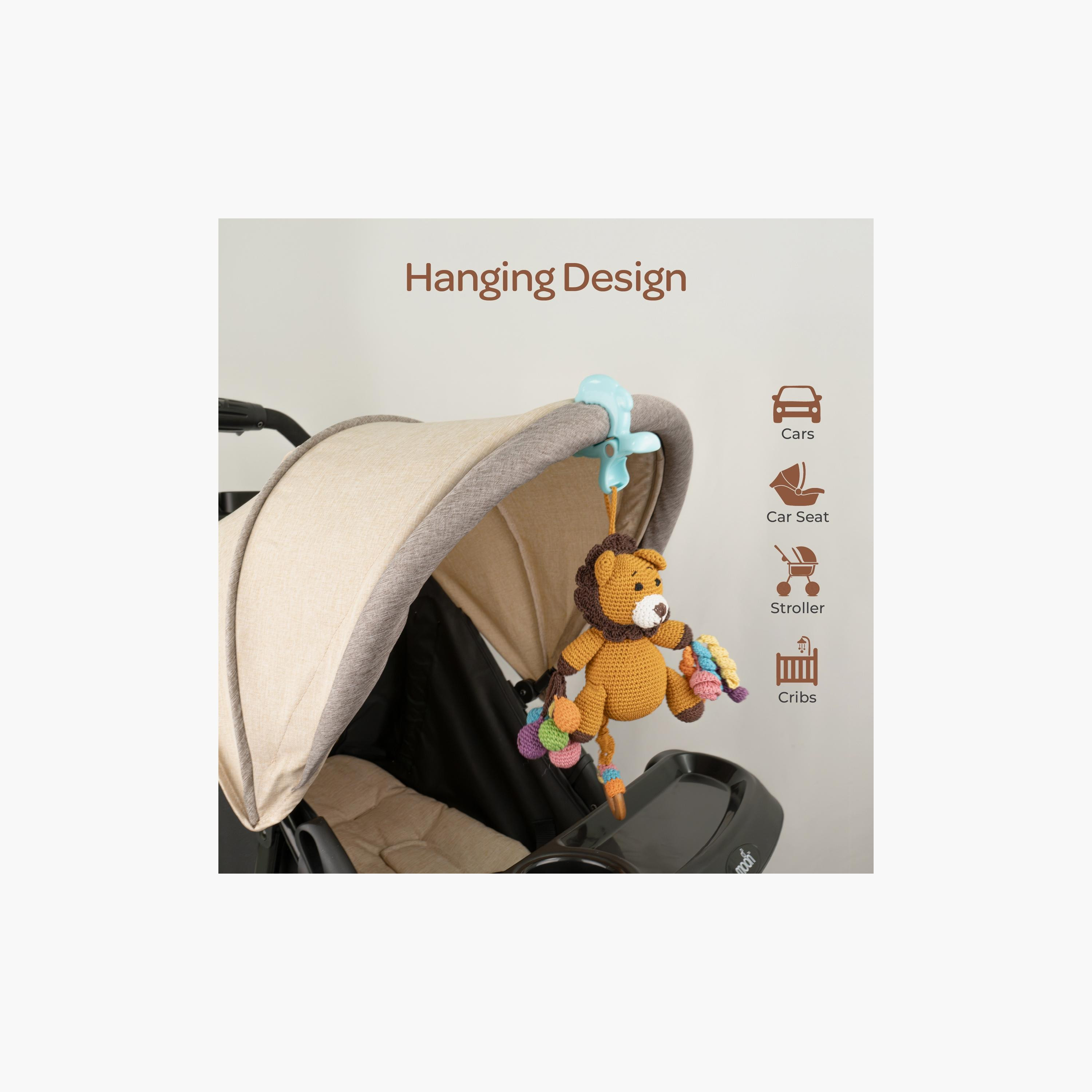 Moon Handcrafted Crochet Toy with Ring & Clip Hanger - 0 Months+ - Tiger-toys-babyandtoddlertoys-rattlesandteethers-image-5