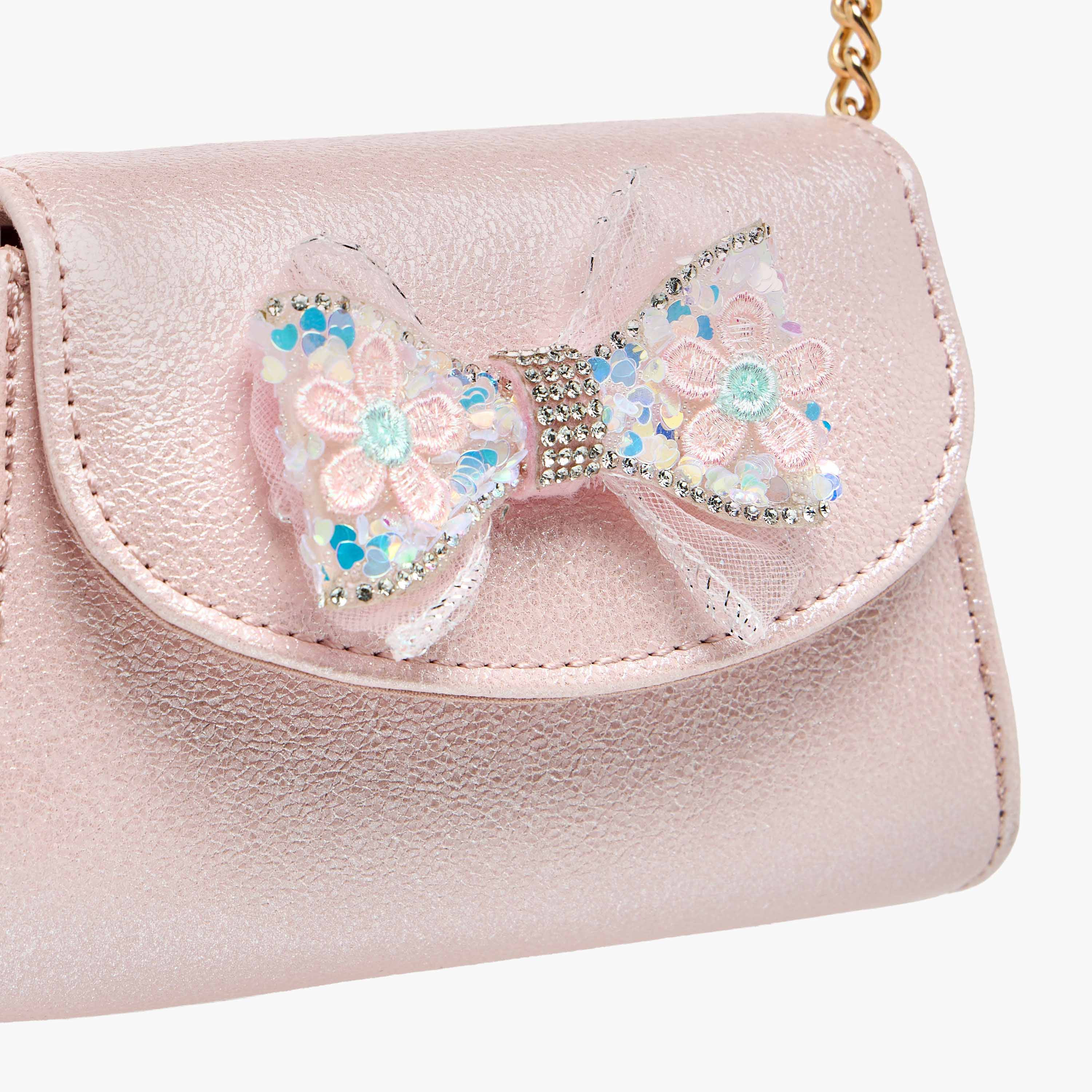 Celeste Bow Embellished Crossbody Bag with Chain Strap-girls-accessories-bags-image-5