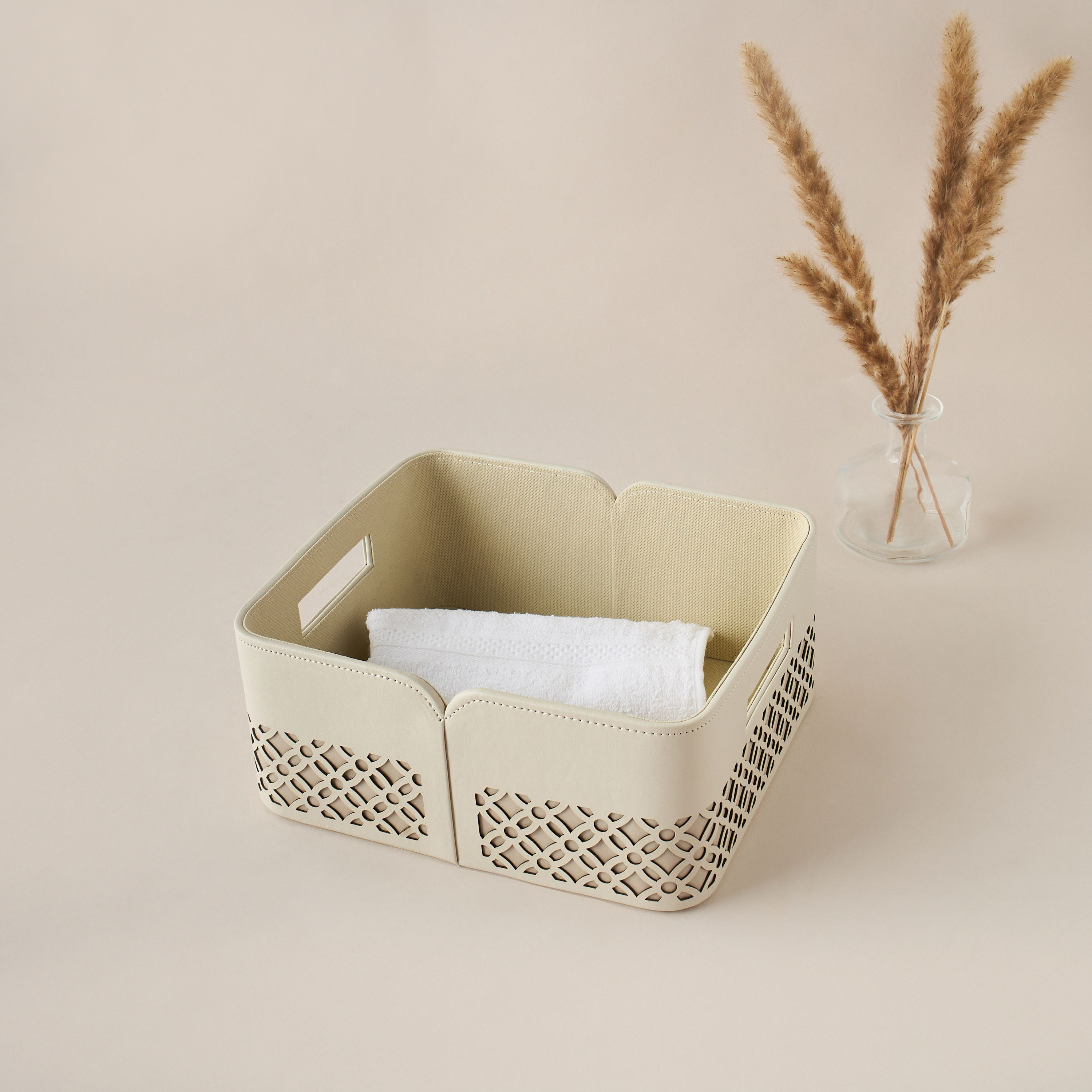 Cutwork Accent Storage Basket - 28x24x13 cms-household-storage-storagesolutions-storageboxesandbaskets-image-2