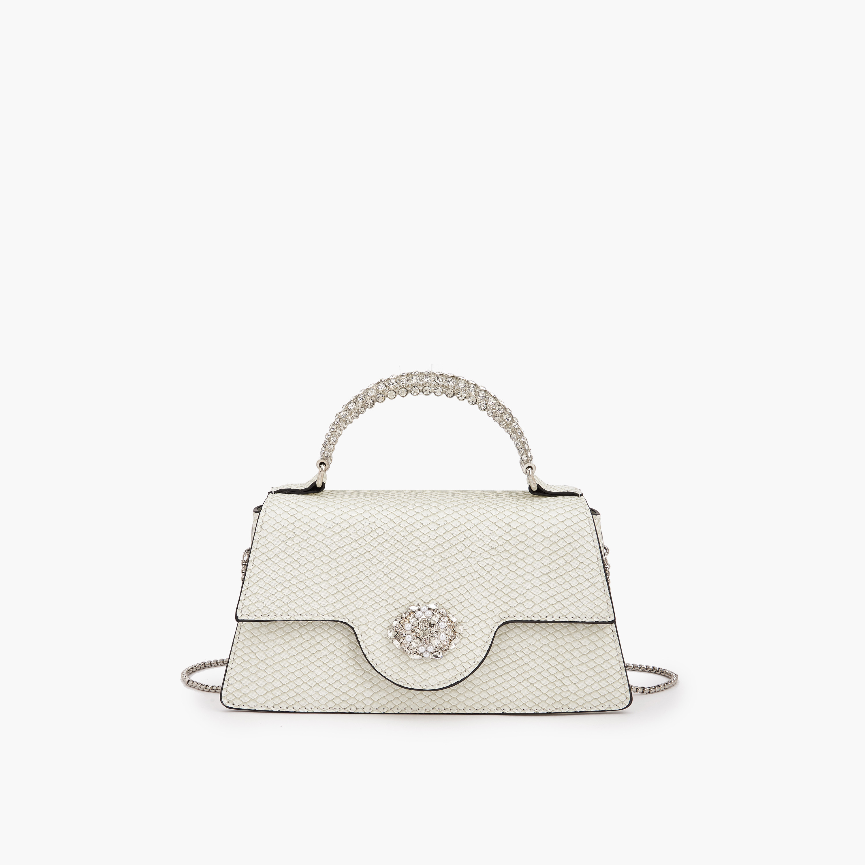 Celeste Stone Embellished Satchel Bag with Chain Strap-women-bagsandwallets-handbags-image-1