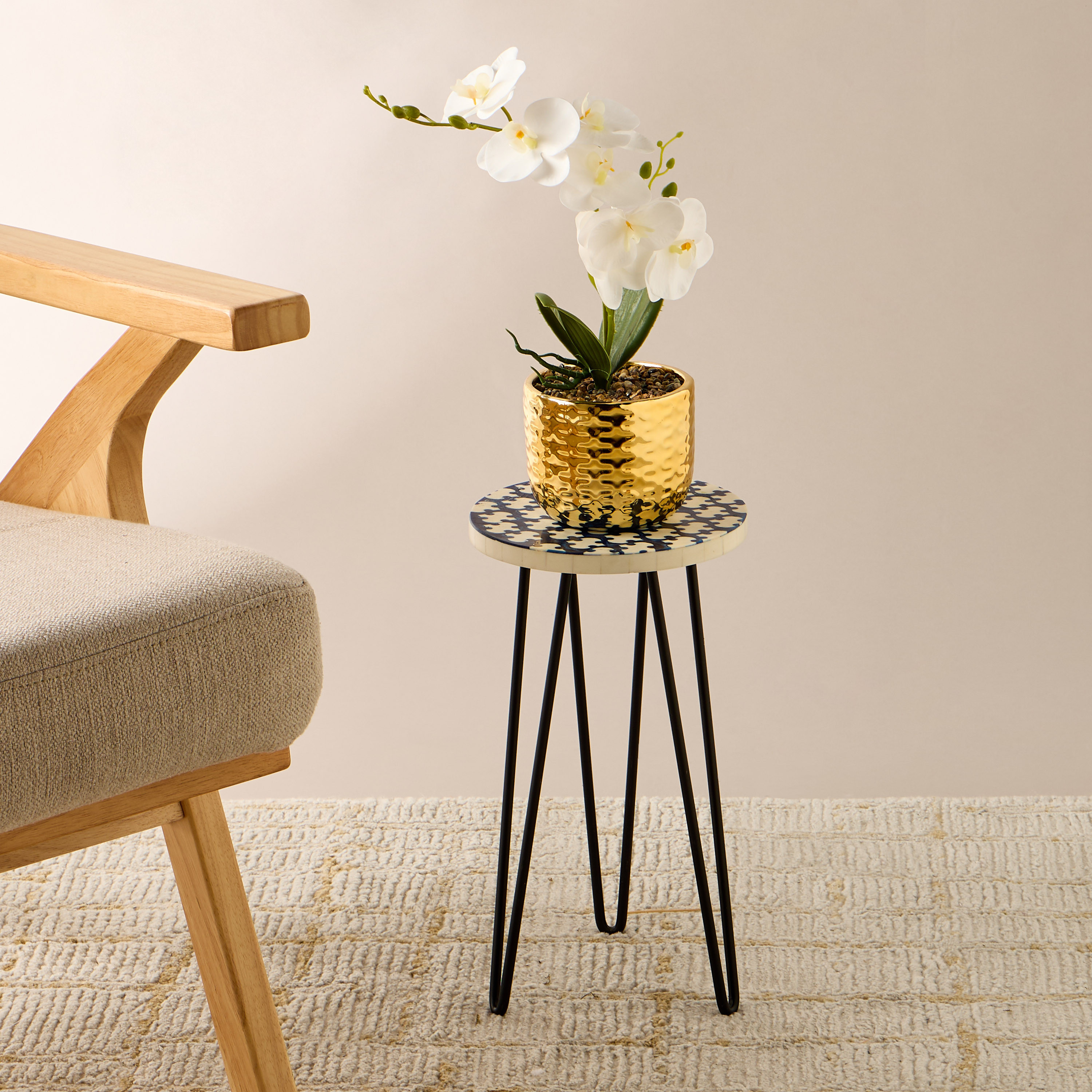 Patterned Resin Top Plant Stand - 20x10 cms-household-gardenandoutdoor-trellisandstands-plantstands-image-1