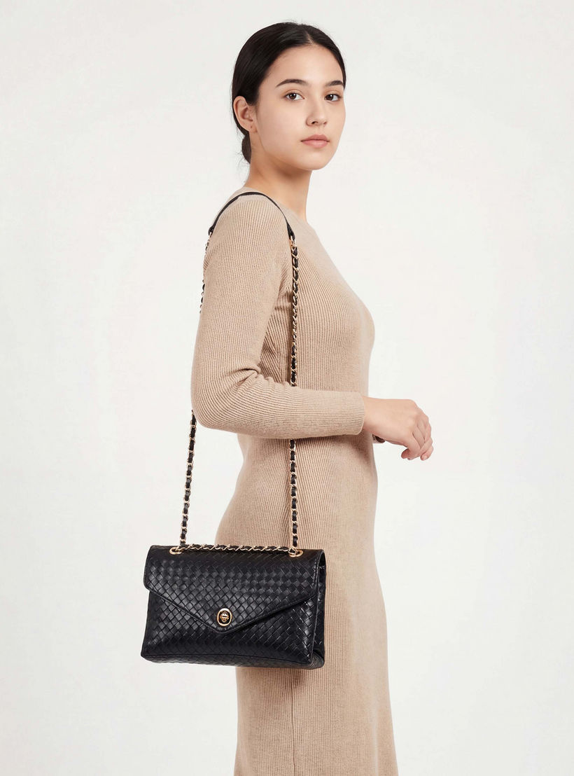 شنطة كروس بودي منسوجة بارزة الملمس بحزام سلسلة من لو كونفورت-women-bagsandwallets-handbags-image-3