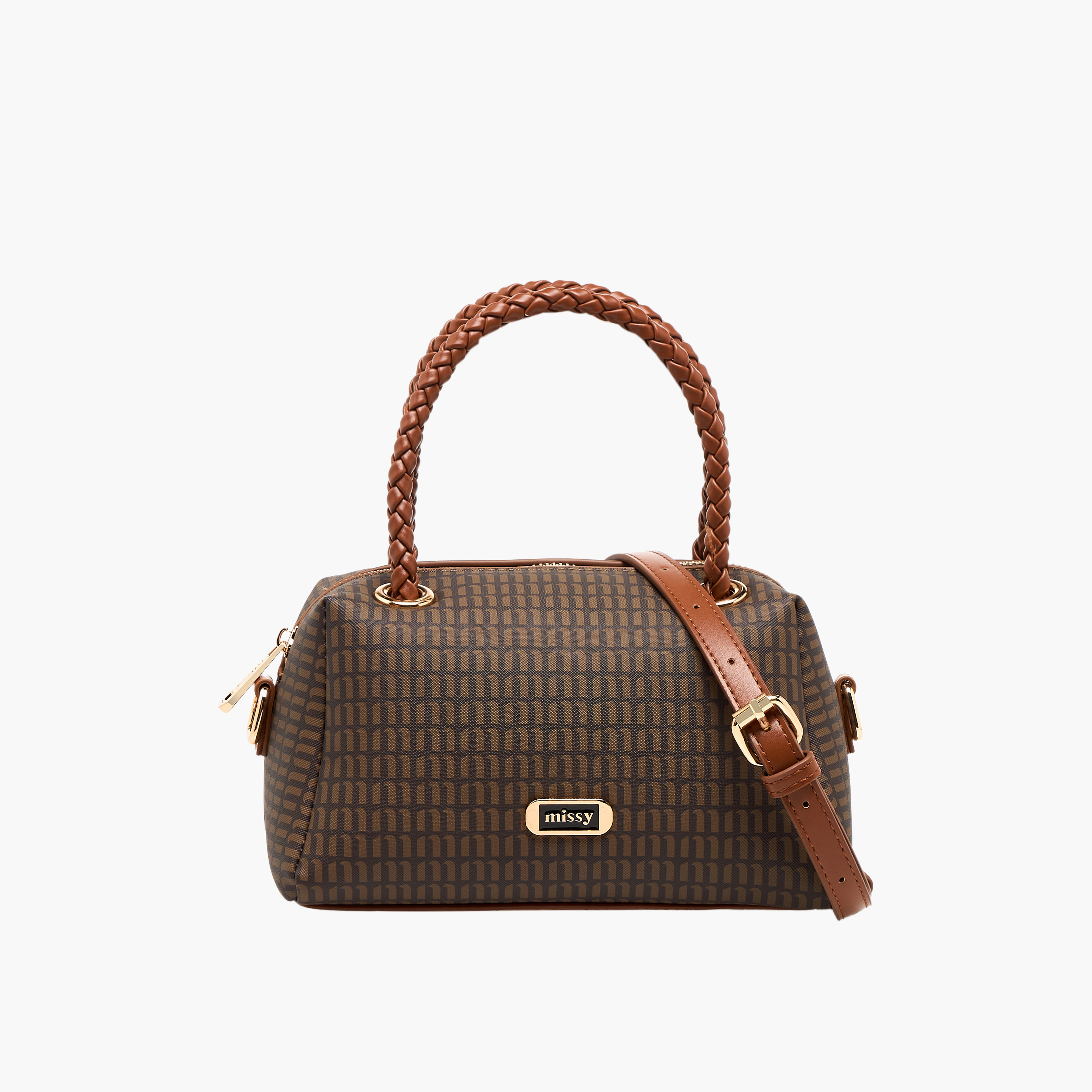 Missy Monogram Print Tote Bag with Braided Double Handle-women-bagsandwallets-handbags-image-1
