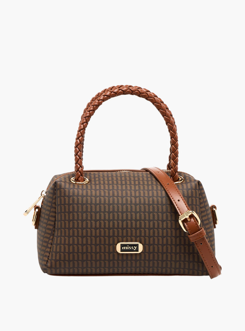 Missy Monogram Print Tote Bag with Braided Double Handle-women-bagsandwallets-handbags-image-1