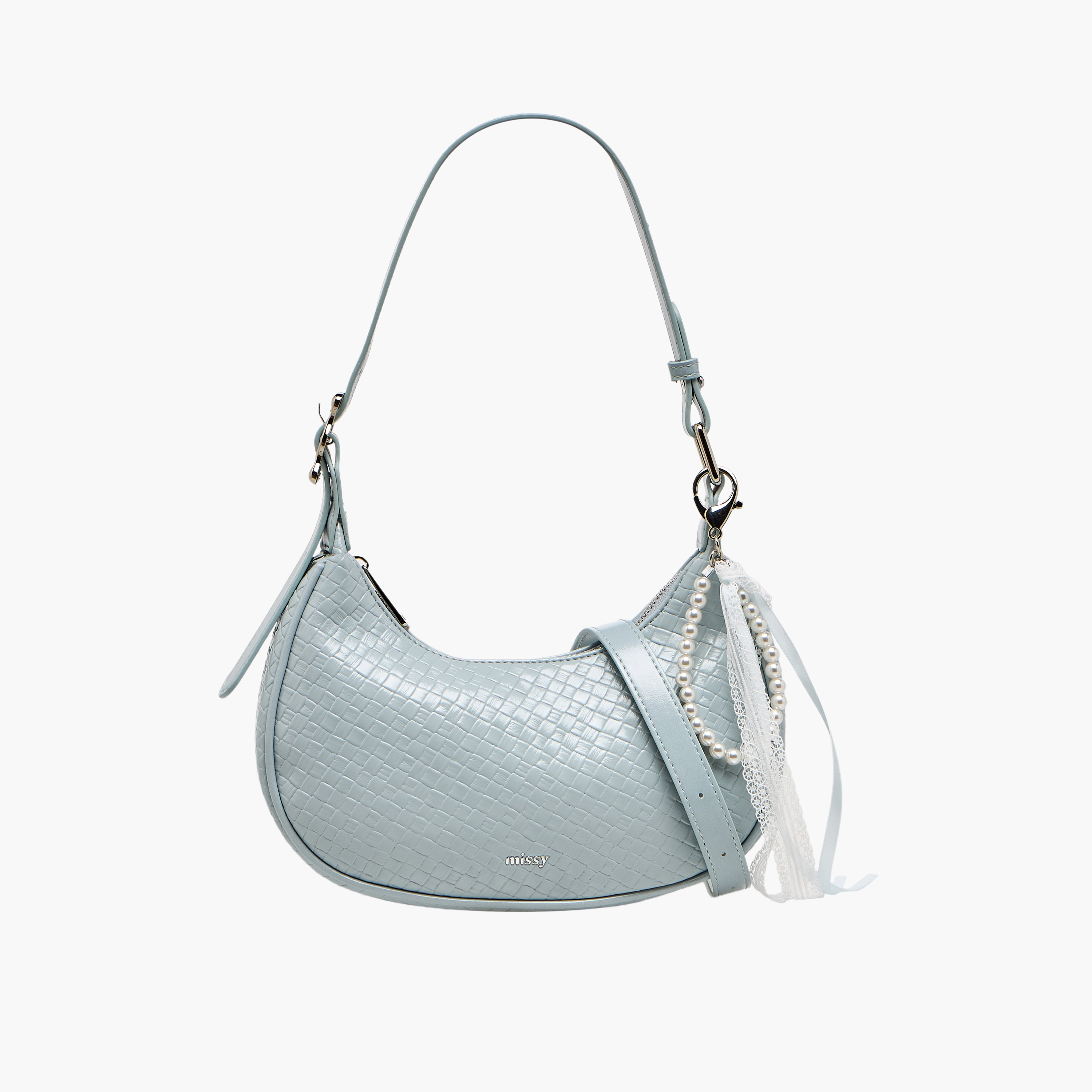 شنطة كتف بارزة الملمس بدلاية لؤلؤ وشريط من ميسي-women-bagsandwallets-handbags-image-1