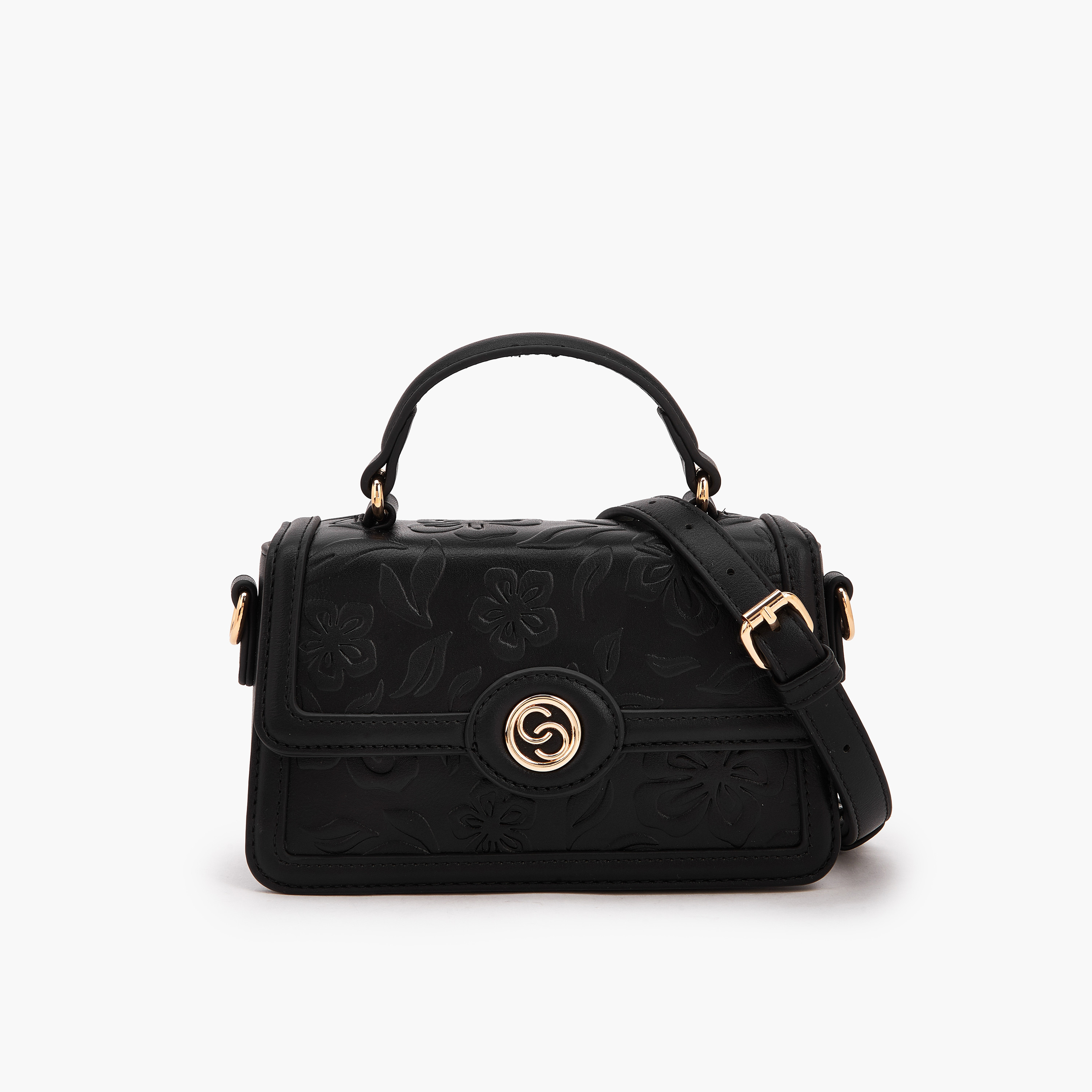 Celeste Floral Debossed Satchel Bag with Grab Handle-women-bagsandwallets-handbags-image-1