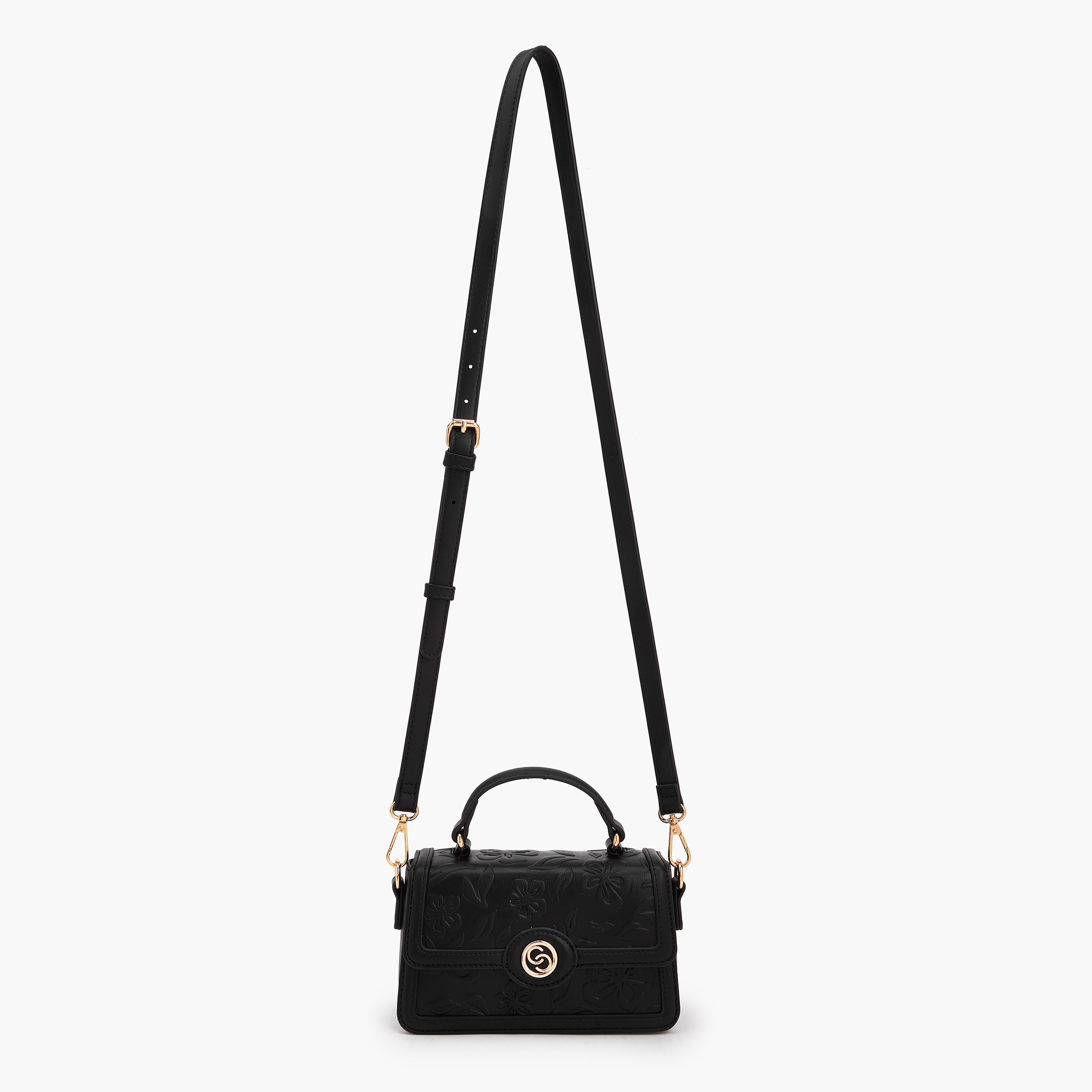 Celeste Floral Debossed Satchel Bag with Grab Handle-women-bagsandwallets-handbags-image-2