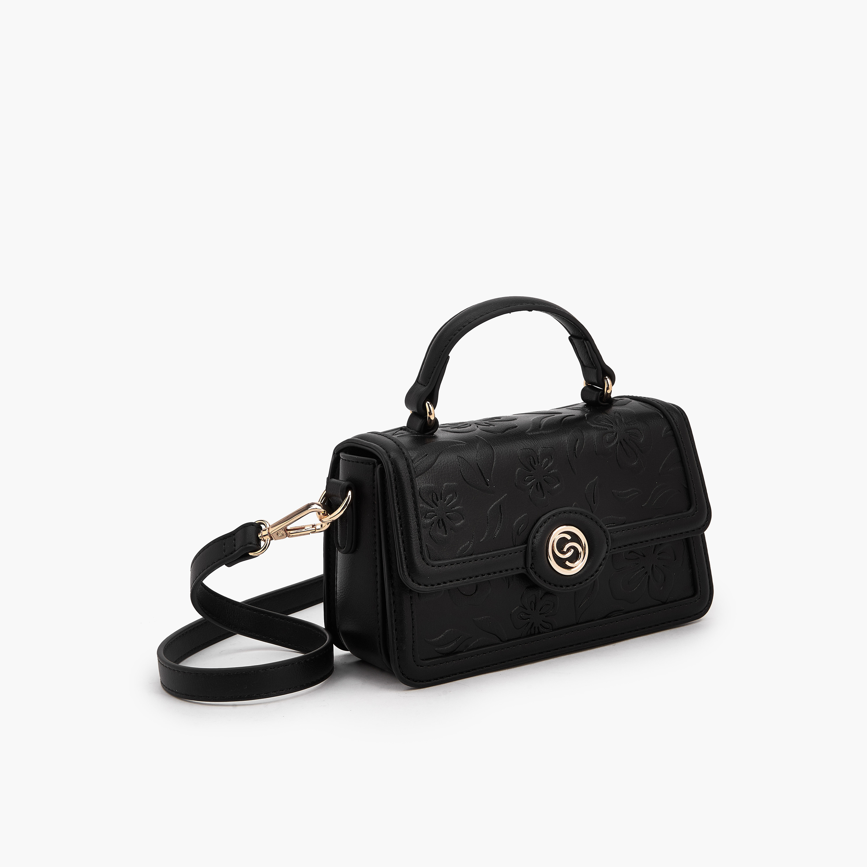 Celeste Floral Debossed Satchel Bag with Grab Handle-women-bagsandwallets-handbags-image-3