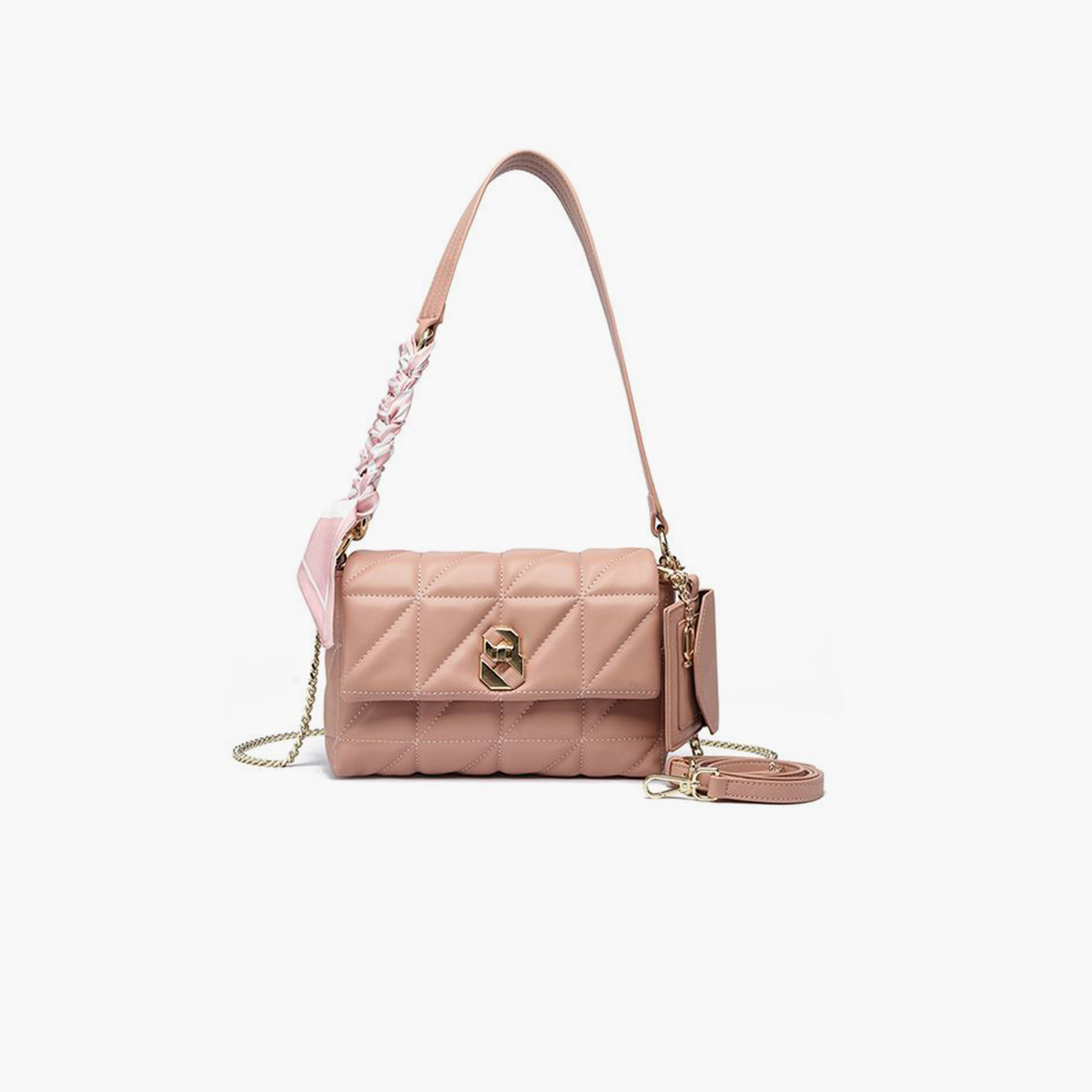 فايور - شنطة كتف مبطنة بقفل لولبي وحزام قابل للفصل | 23 × 7.5 × 14 سم-women-bagsandwallets-handbags-image-5