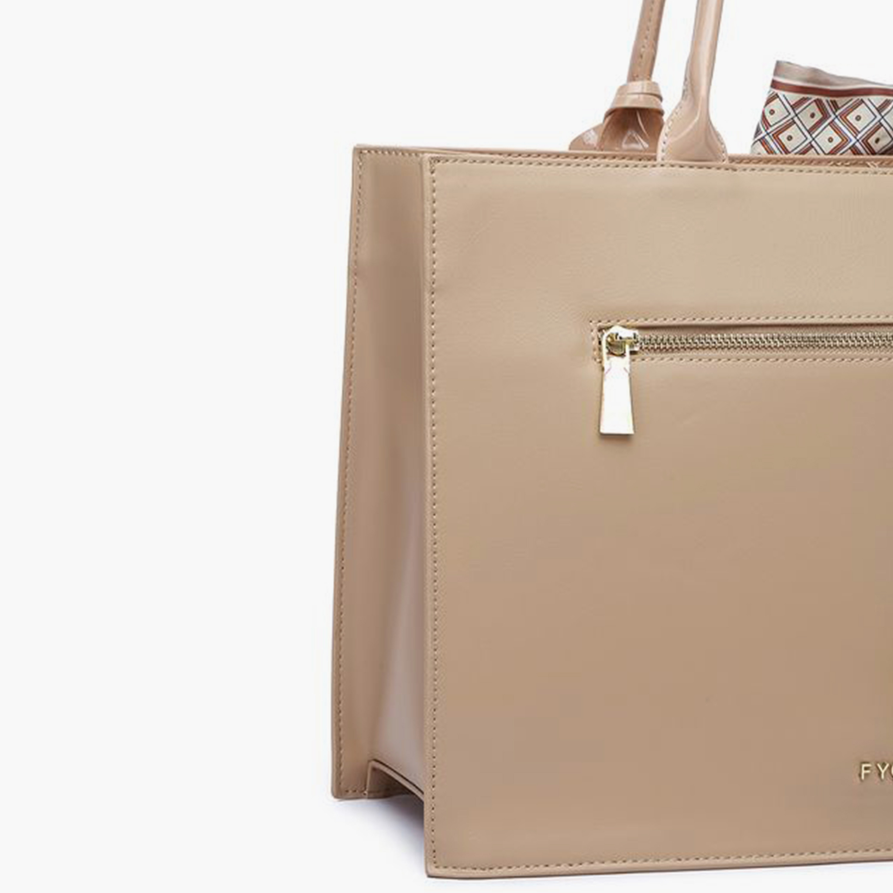 FYOR Plain Top Handle Clutch with Zipper and Adjustable Strap | 37 X 15 X 27 CM-women-bagsandwallets-handbags-image-4