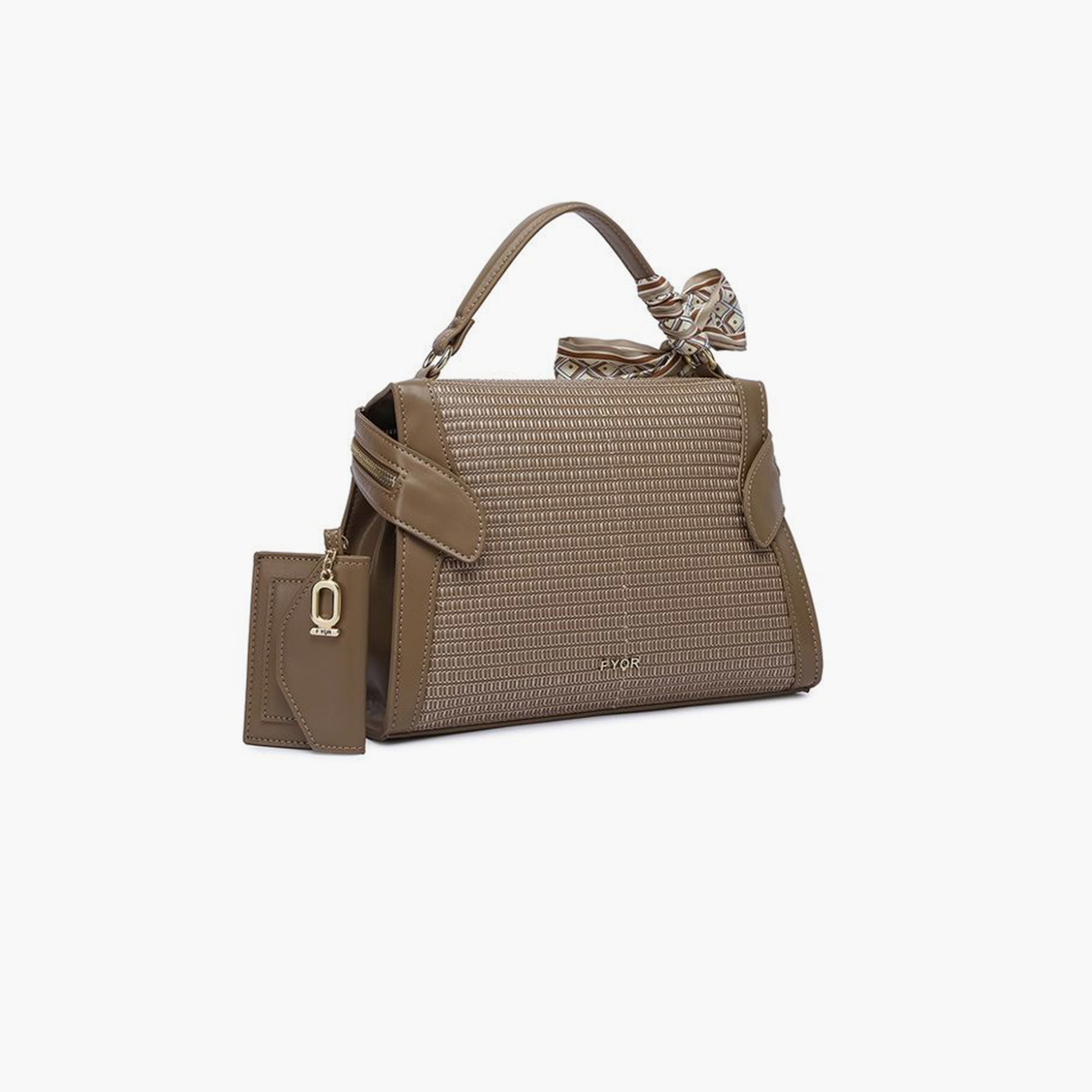 FYOR Textured Top Handle Clutch with Zipper and Detachable Strap | 27 X 9 X 20 CM-women-bagsandwallets-handbags-image-2