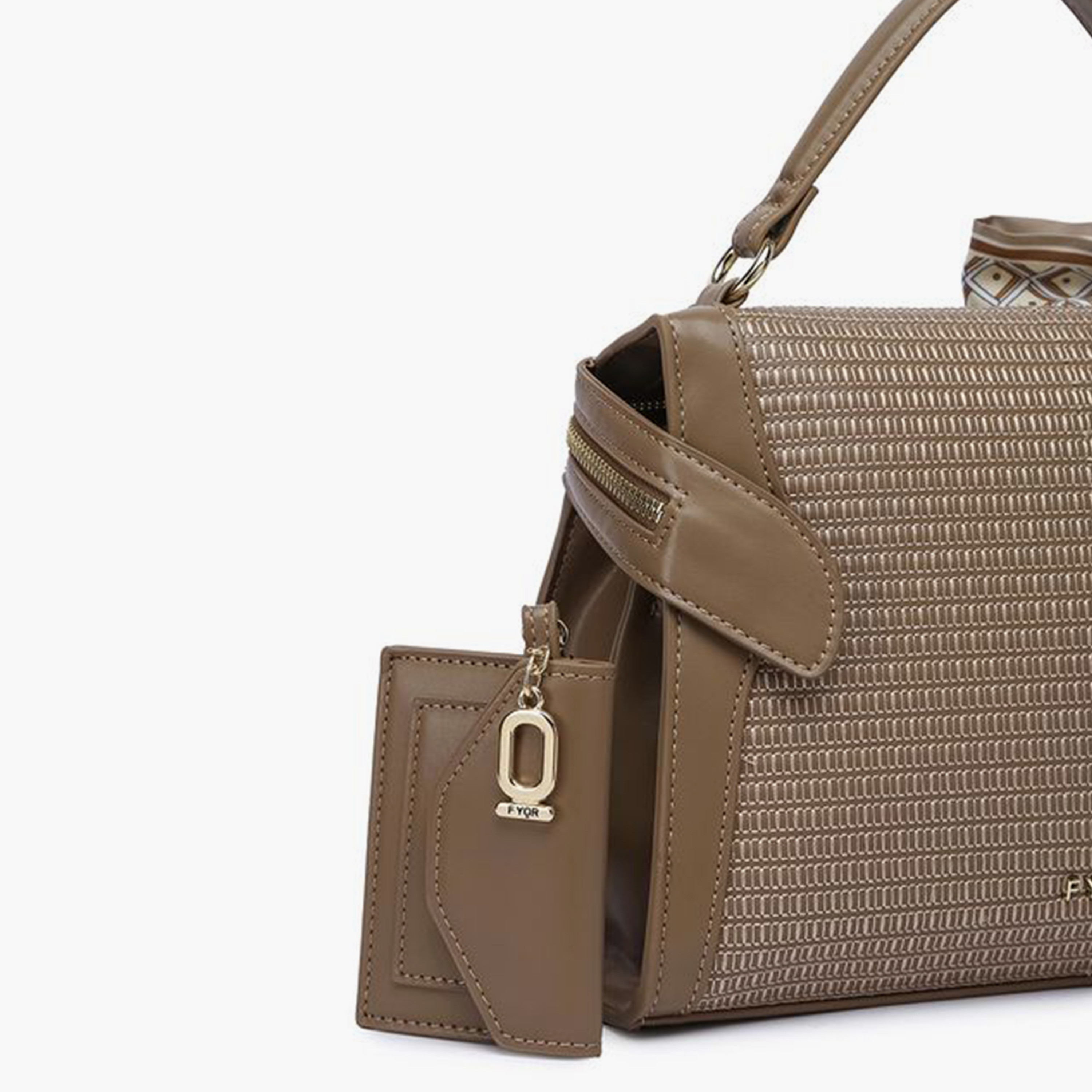 FYOR Textured Top Handle Clutch with Zipper and Detachable Strap | 27 X 9 X 20 CM-women-bagsandwallets-handbags-image-4