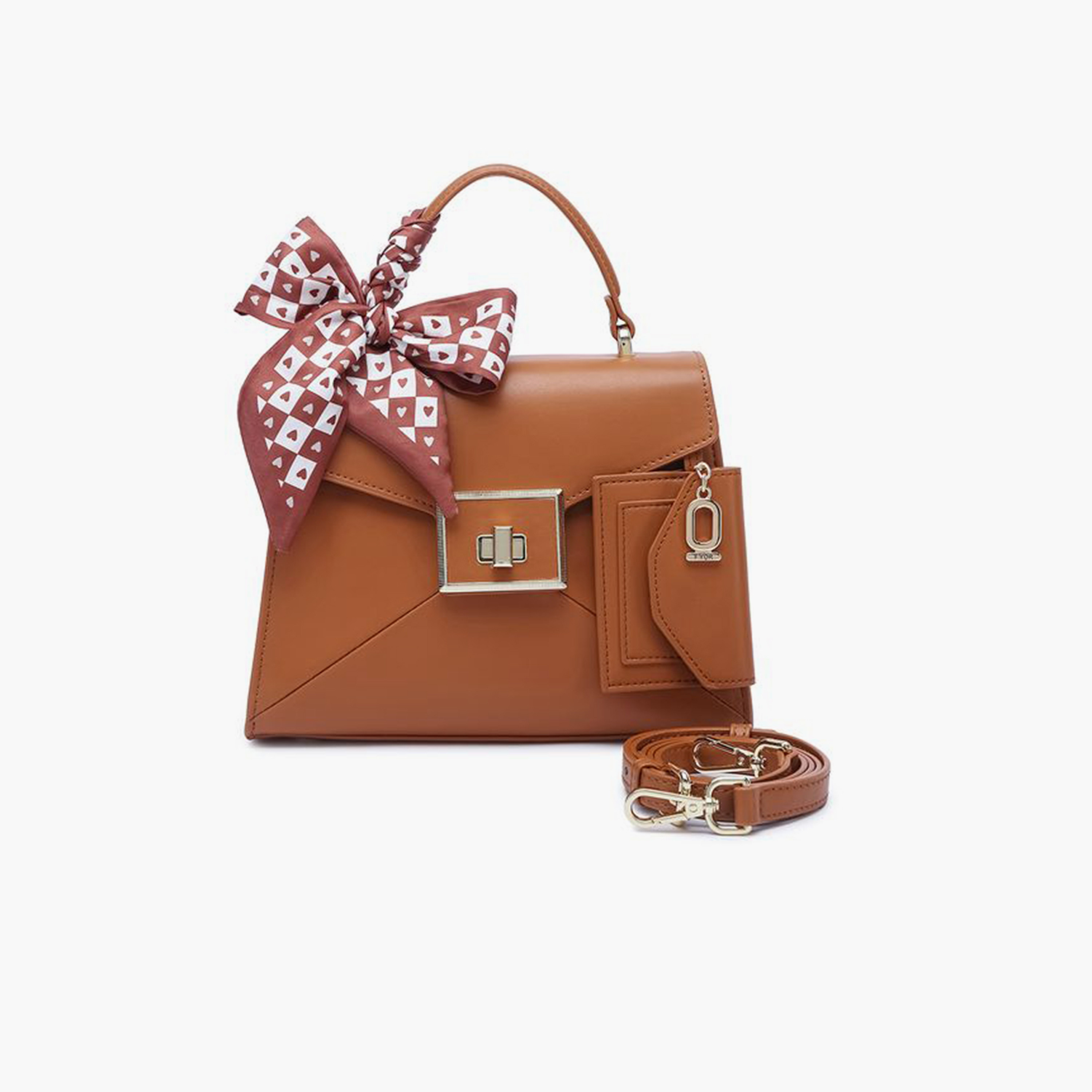 فايور - شنطة يد تصميم مميز بمقبض علوي وقفل دوار وحزام قابل للفصل | 24 × 8 × 17 سم-women-bagsandwallets-handbags-image-5