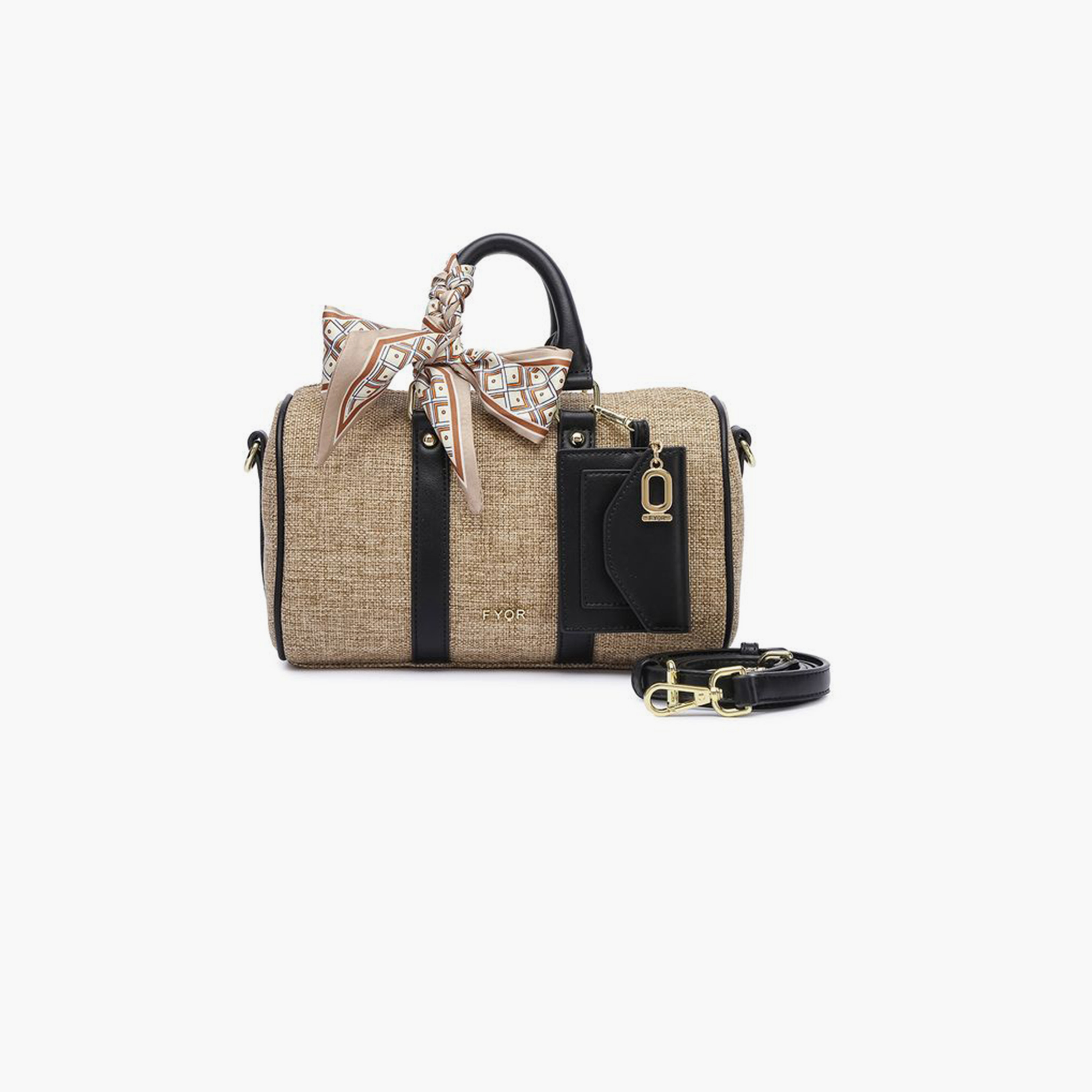 FYOR Textured Top Handle Satchel Bag with Zipper and Detachable Strap | 25 X 7 X 15 CM-women-bagsandwallets-handbags-image-1
