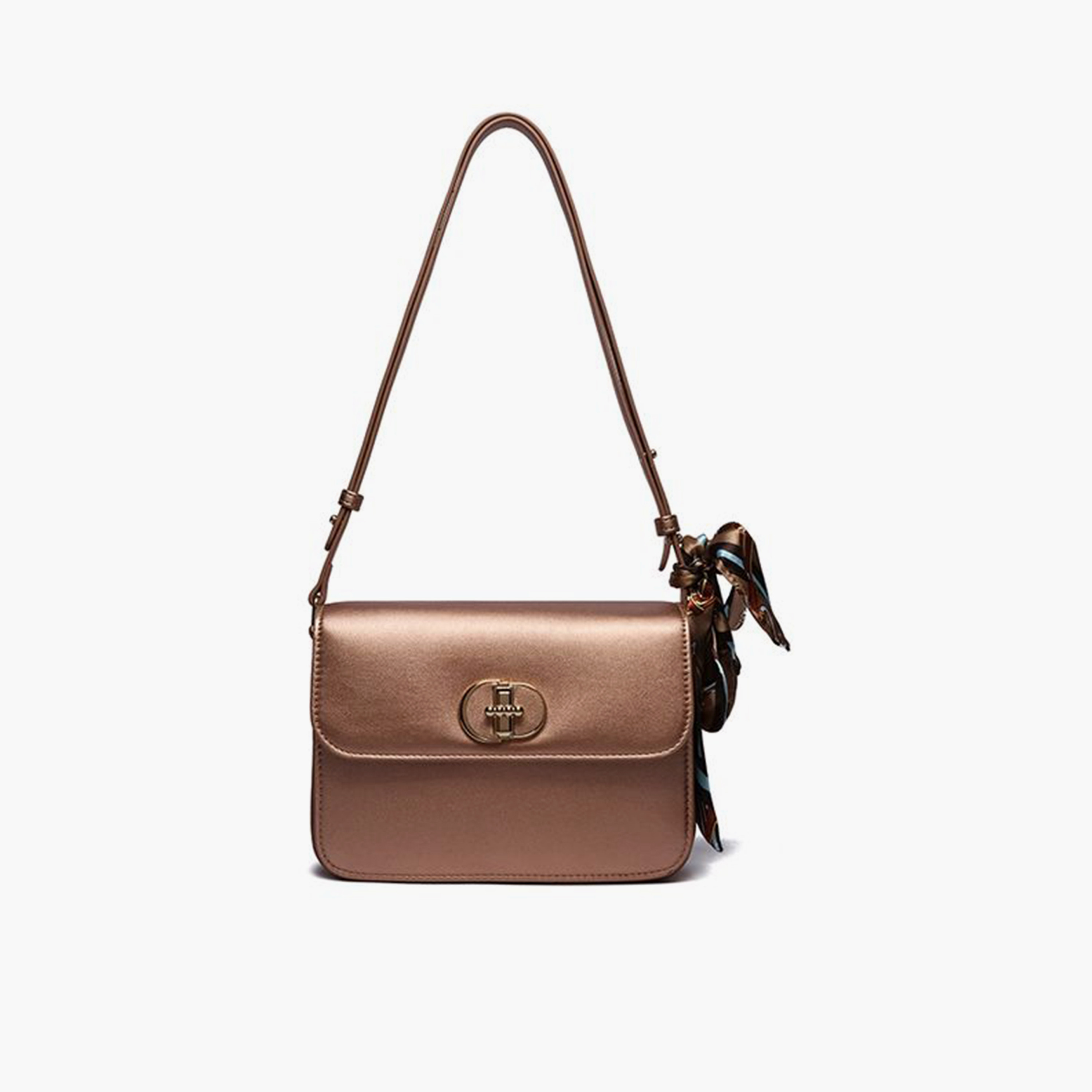 FYOR Plain Shoulder Bag with Twist Lock | 21.5 X 6 X 14 CM-women-bagsandwallets-handbags-image-1