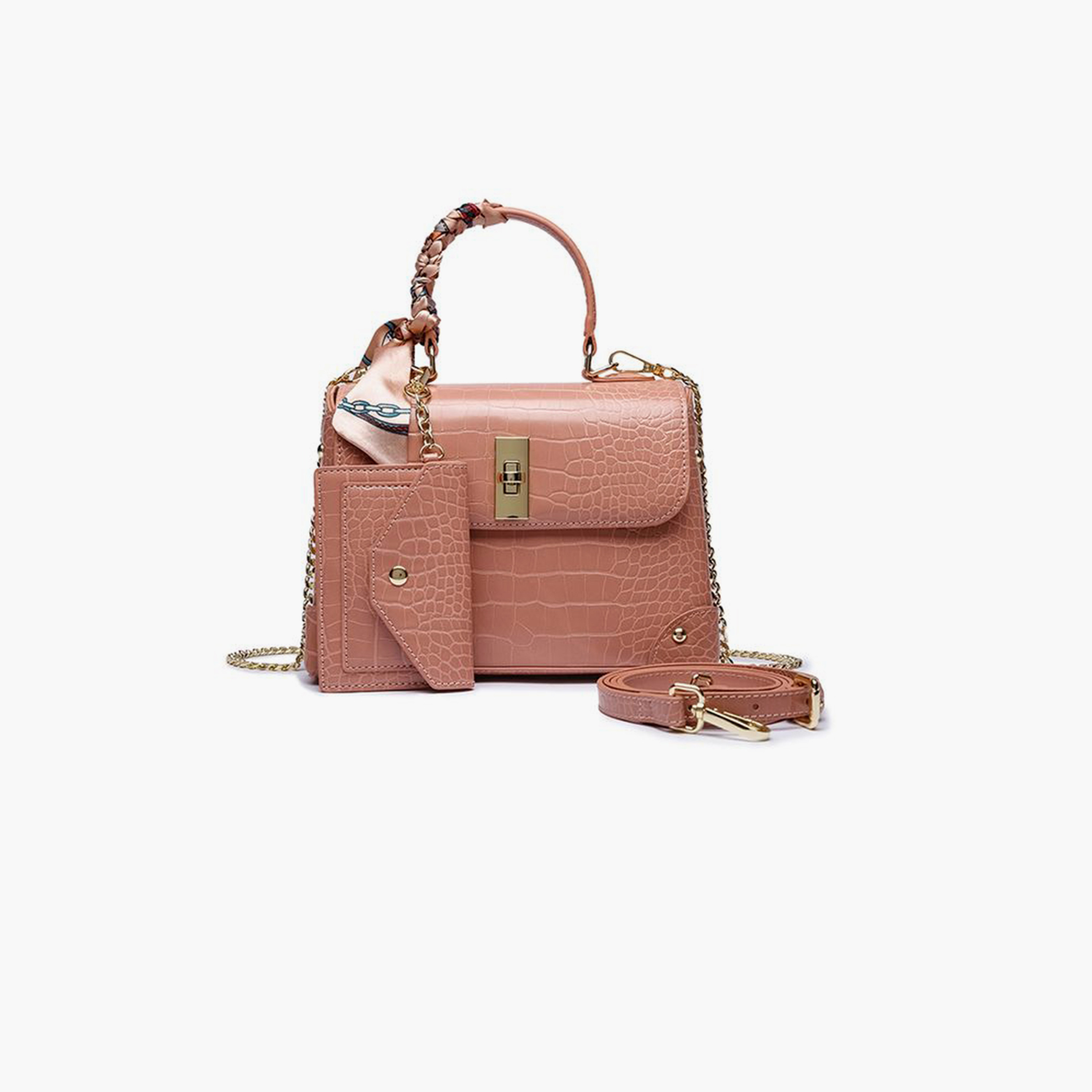 FYOR Animal Print Top Handle Satchel Bag with Twist Lock and Detachable Strap | 22 X 10.5 X 16.5 CM-women-bagsandwallets-handbags-image-1