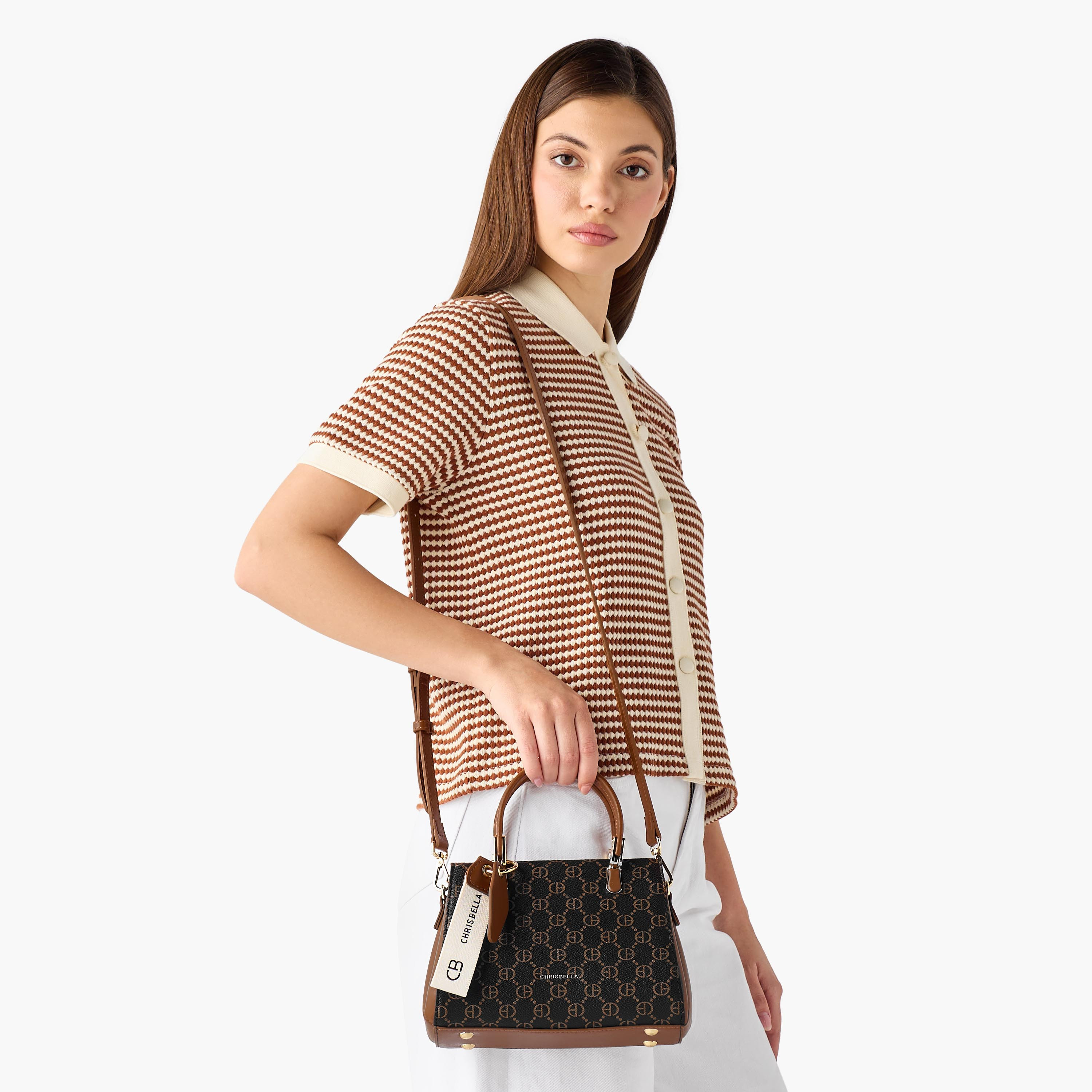 Chrisbella Monogram Print Satchel Bag with Wallet-women-bagsandwallets-handbags-image-2