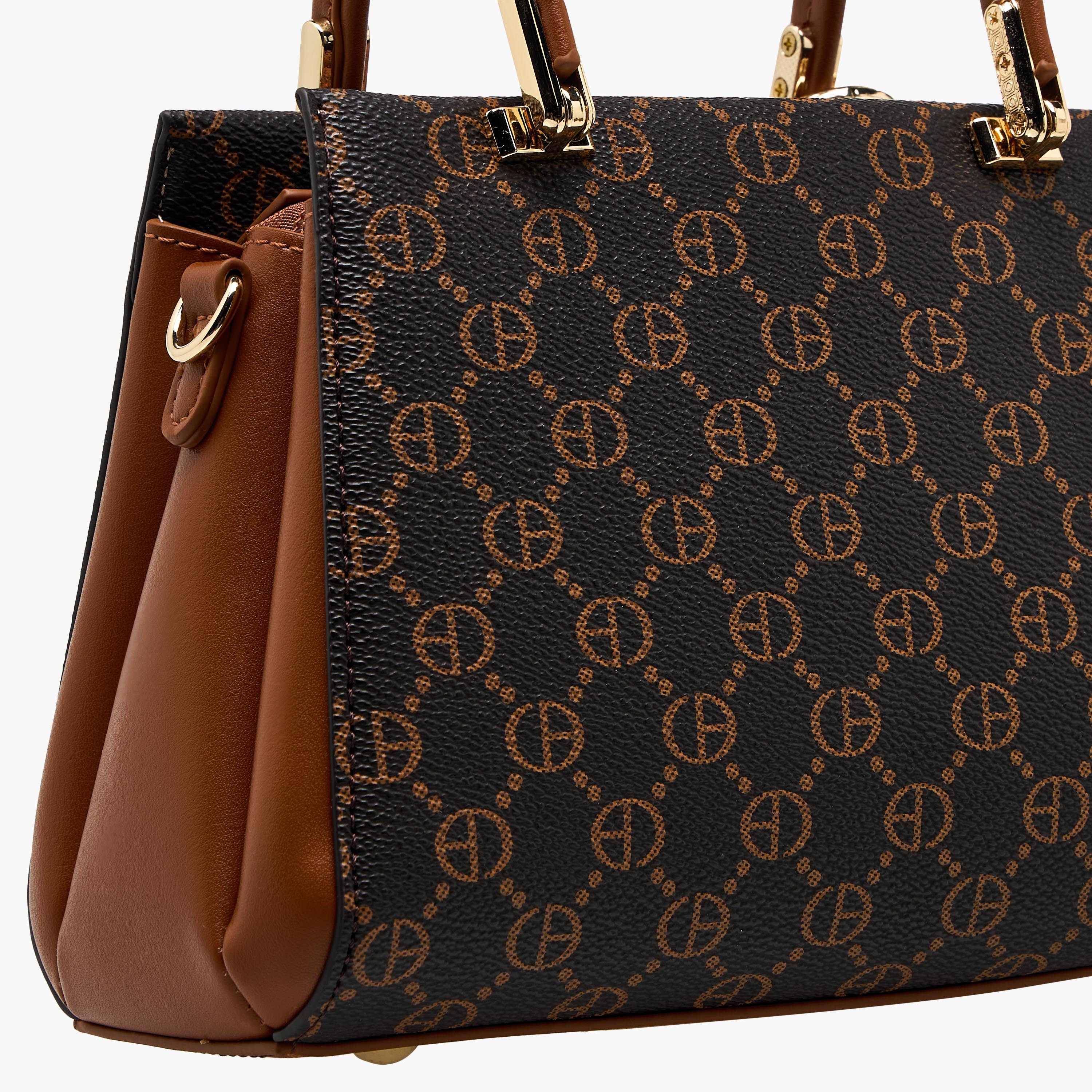 Chrisbella Monogram Print Satchel Bag with Wallet-women-bagsandwallets-handbags-image-9