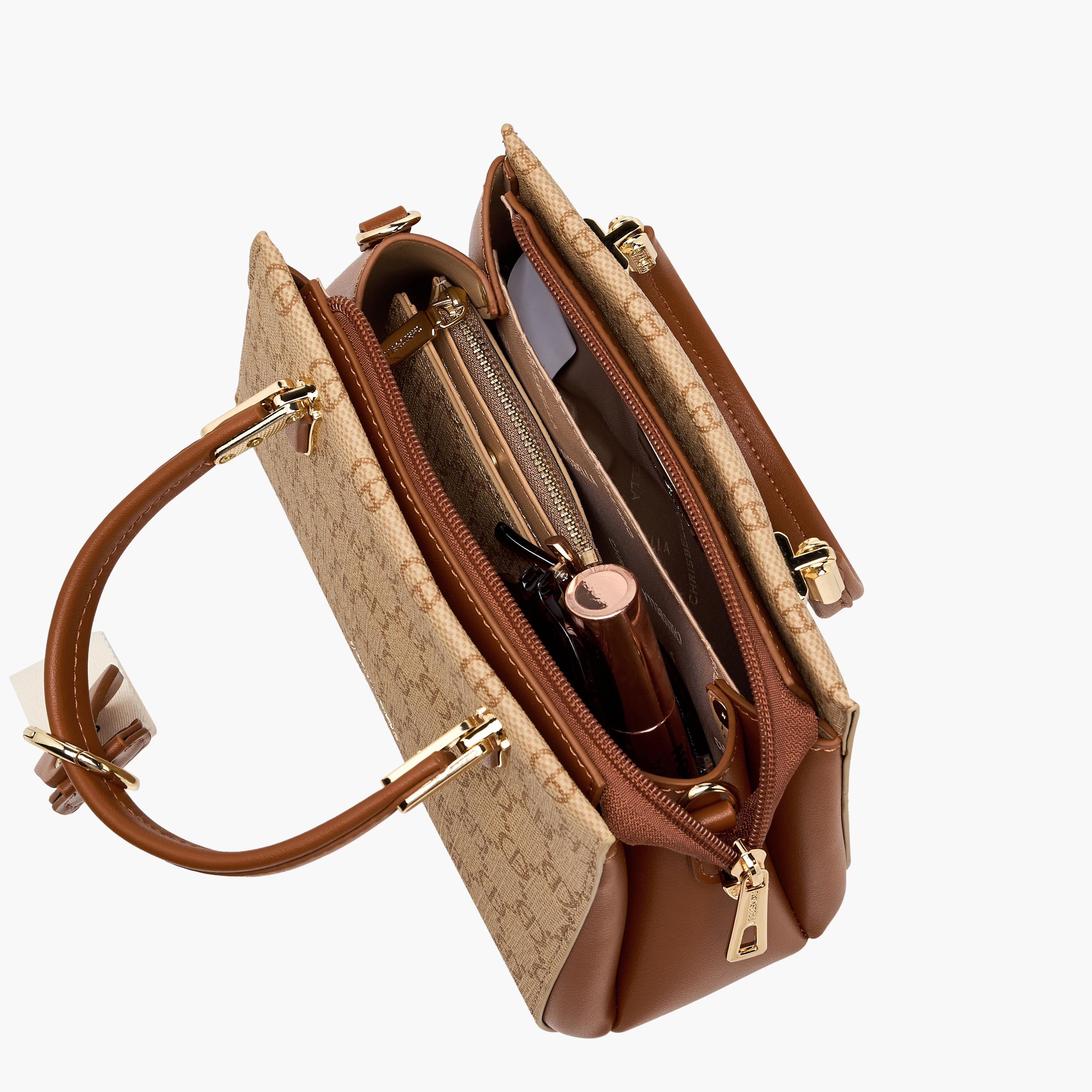 Chrisbella Monogram Print Satchel Bag with Wallet-women-bagsandwallets-handbags-image-11