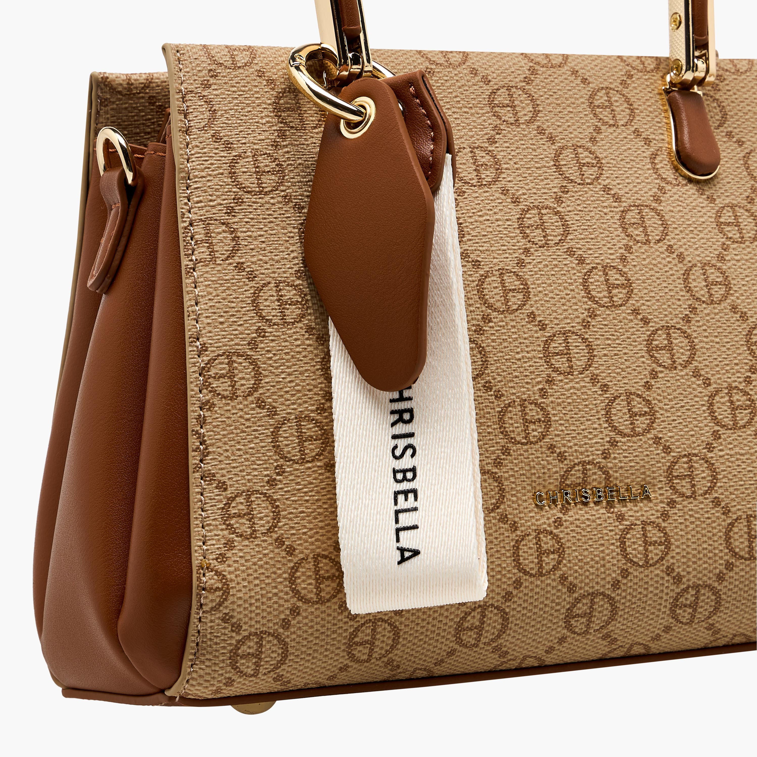 Chrisbella Monogram Print Satchel Bag with Wallet-women-bagsandwallets-handbags-image-7