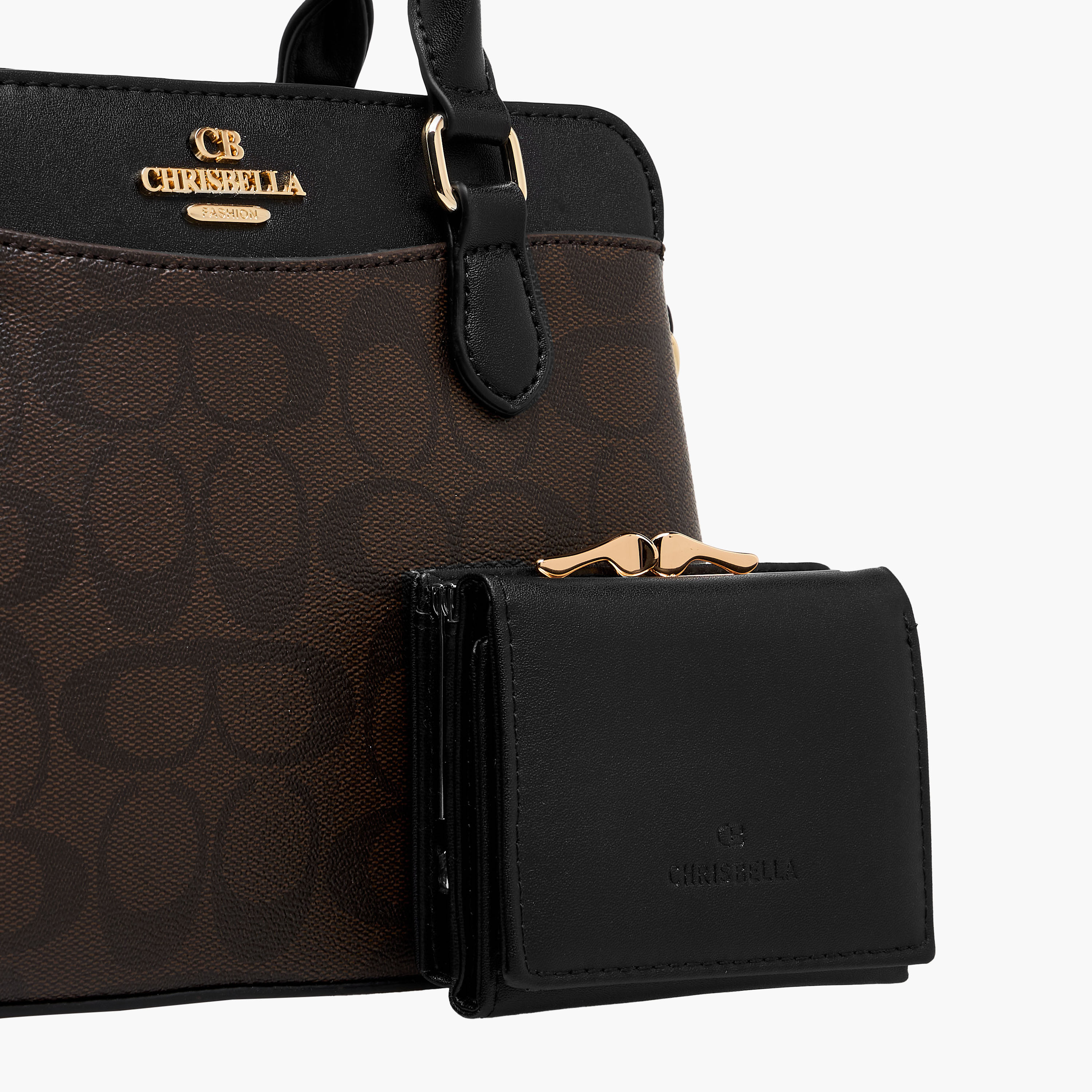 Chrisbella Textured Satchel Bag with Wallet-women-bagsandwallets-handbags-image-5