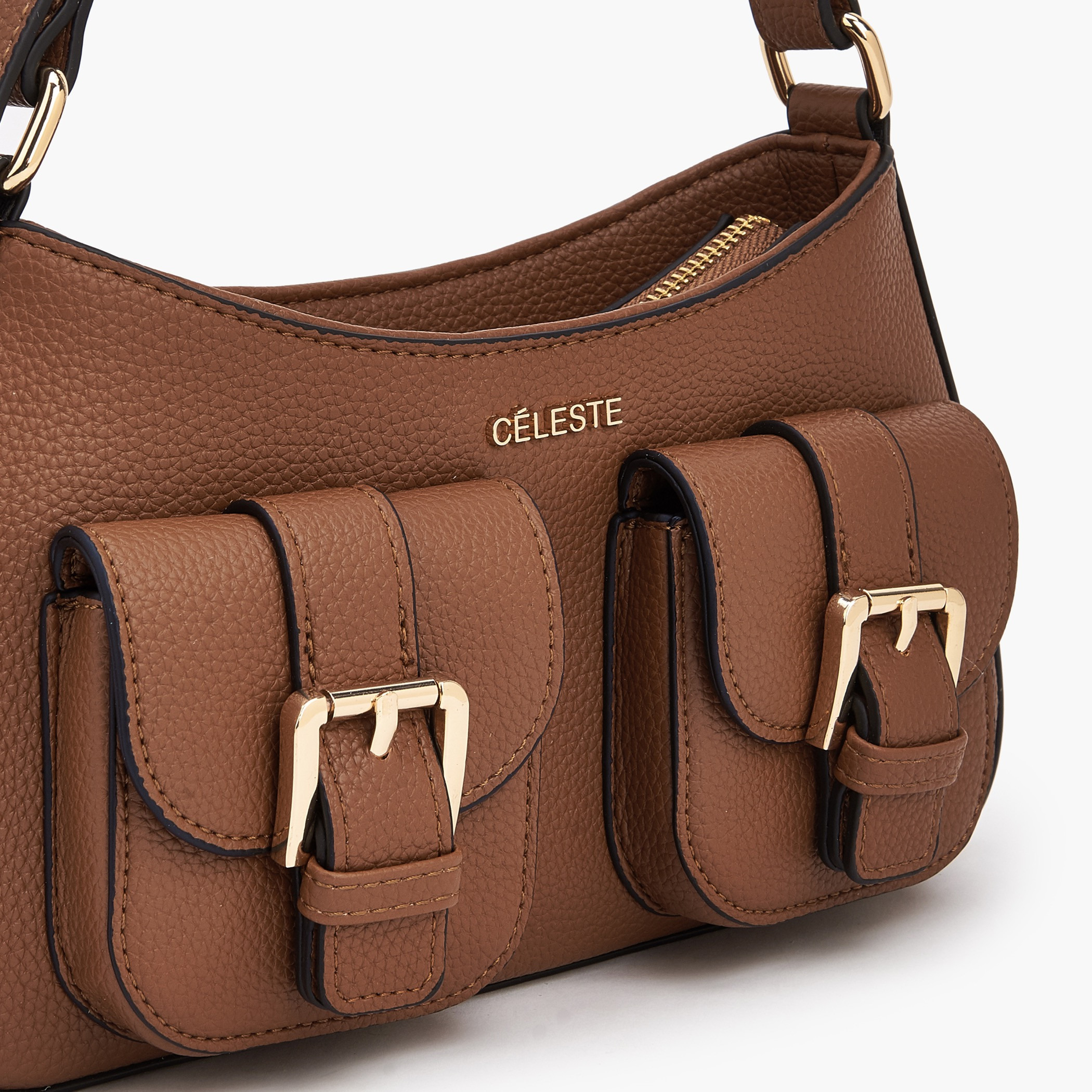 شنطة كتف بارزة الملمس بسحاب إغلاق من سيليست-women-bagsandwallets-handbags-image-4