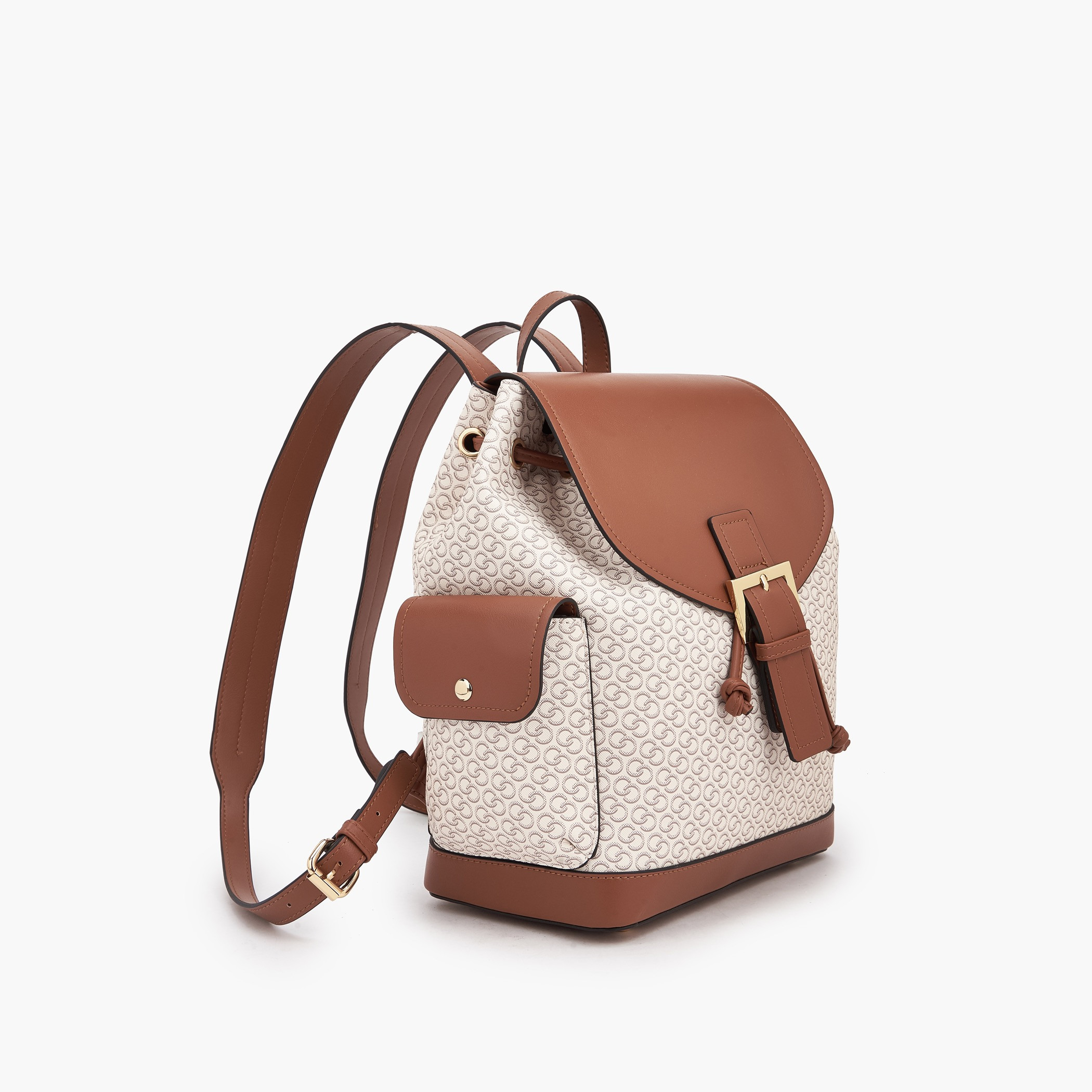 Celeste Monogram Print Backpack with Drawstring Closure-women-bagsandwallets-backpacks-image-2