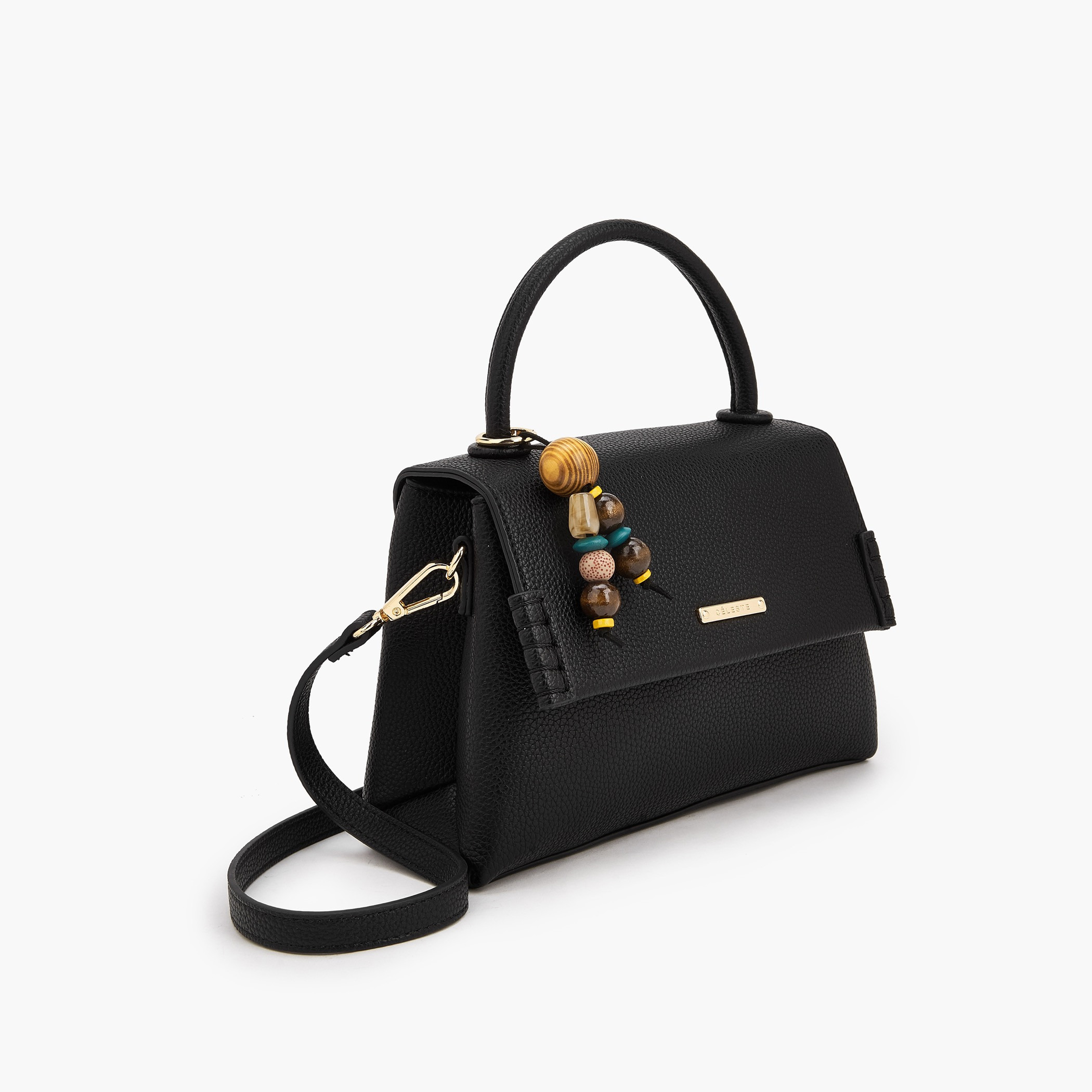 Celeste Textured Satchel Bag with Bag Charm-women-bagsandwallets-handbags-image-6