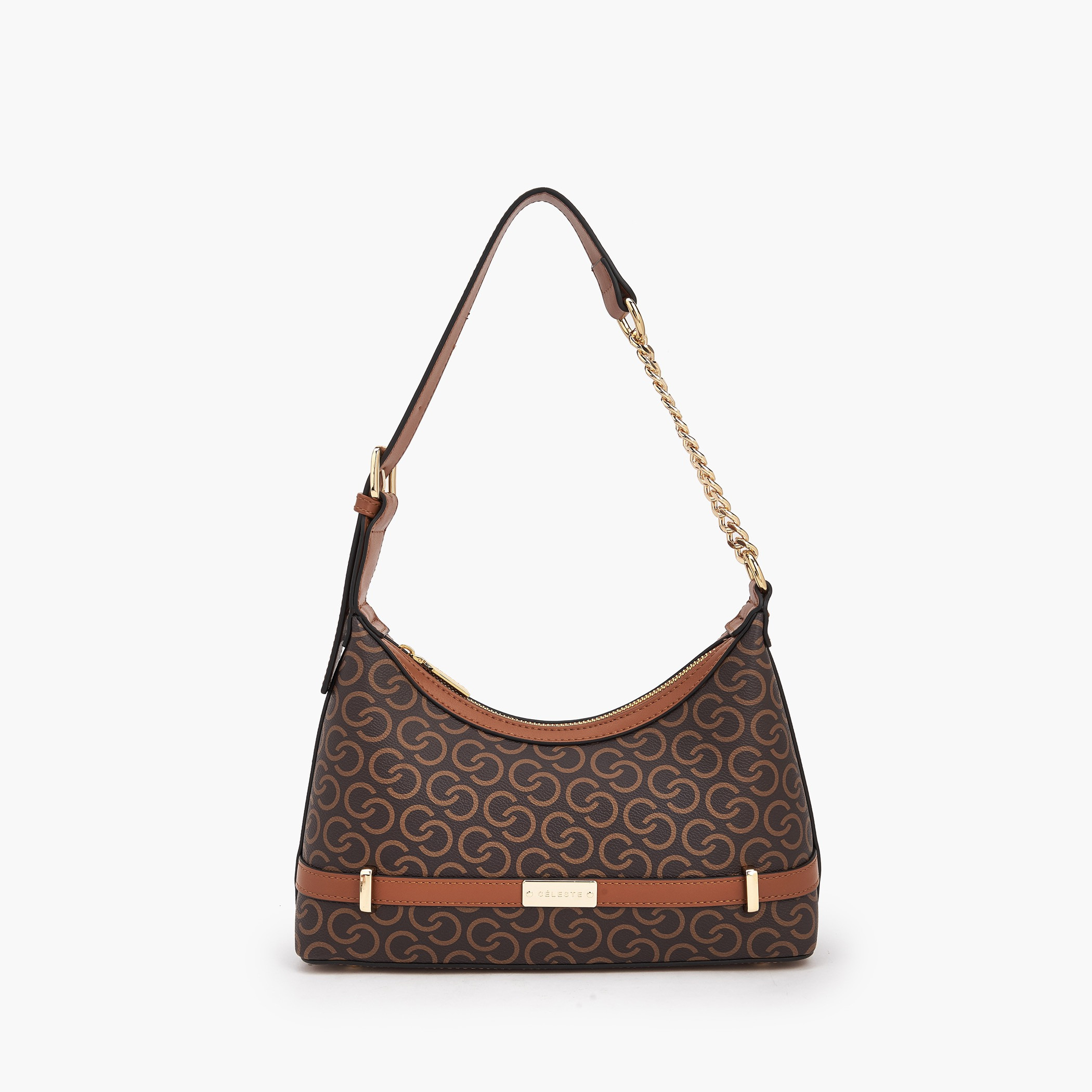 شنطة كتف بحزام سلسلة وطبعات مونوجرام من سيليست-women-bagsandwallets-handbags-image-1